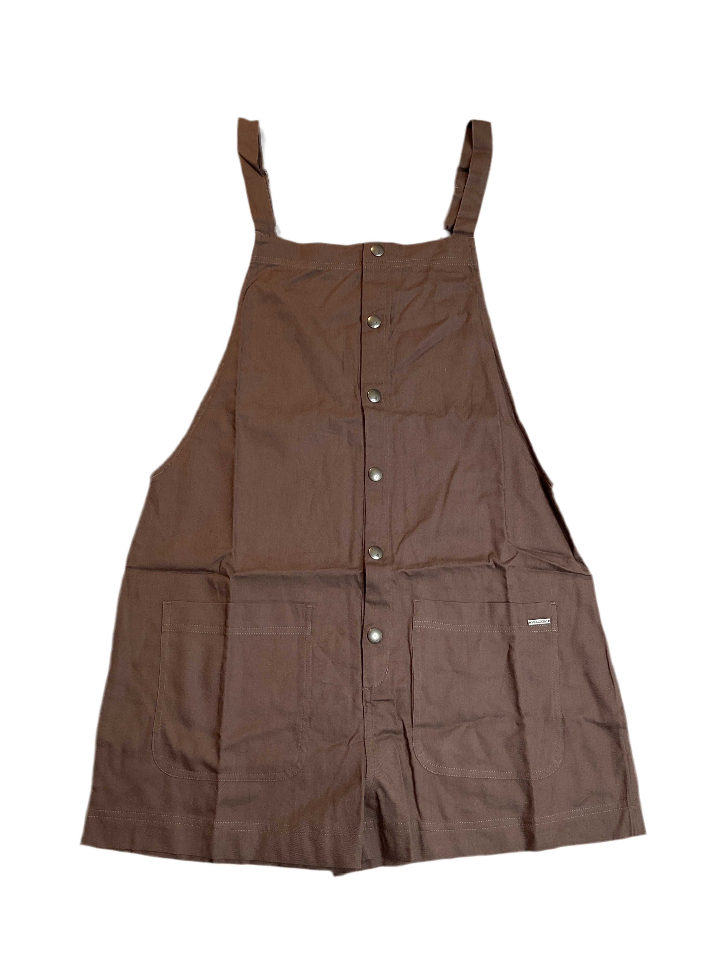 Volcom Juniors' Stone Strut Overalls Romper - Brown Sz Juniors S