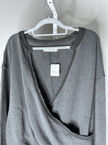 Free People We the Free Distressed Crossover Pullover Sweater sz XL Oversized