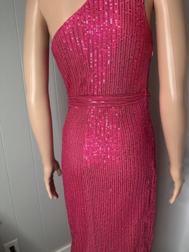 GRACE KARIN Sleeveless One Shoulder Sequin Dress Glitter Wrap Dress S Pink