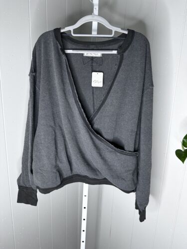 Free People We the Free Distressed Crossover Pullover Sweater sz XL Oversized