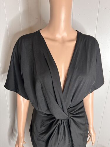 Floerns Women's Deep V Neck Twisted Plunging High Slit Mini Party Dress