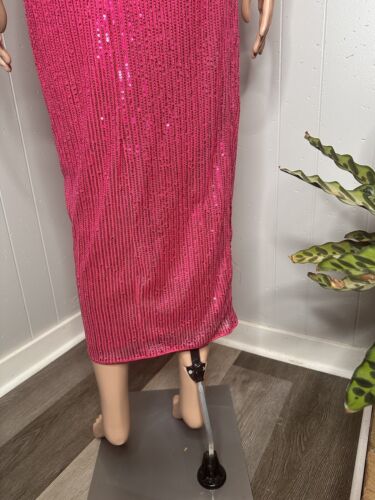 GRACE KARIN Sleeveless One Shoulder Sequin Dress Glitter Wrap Dress S Pink