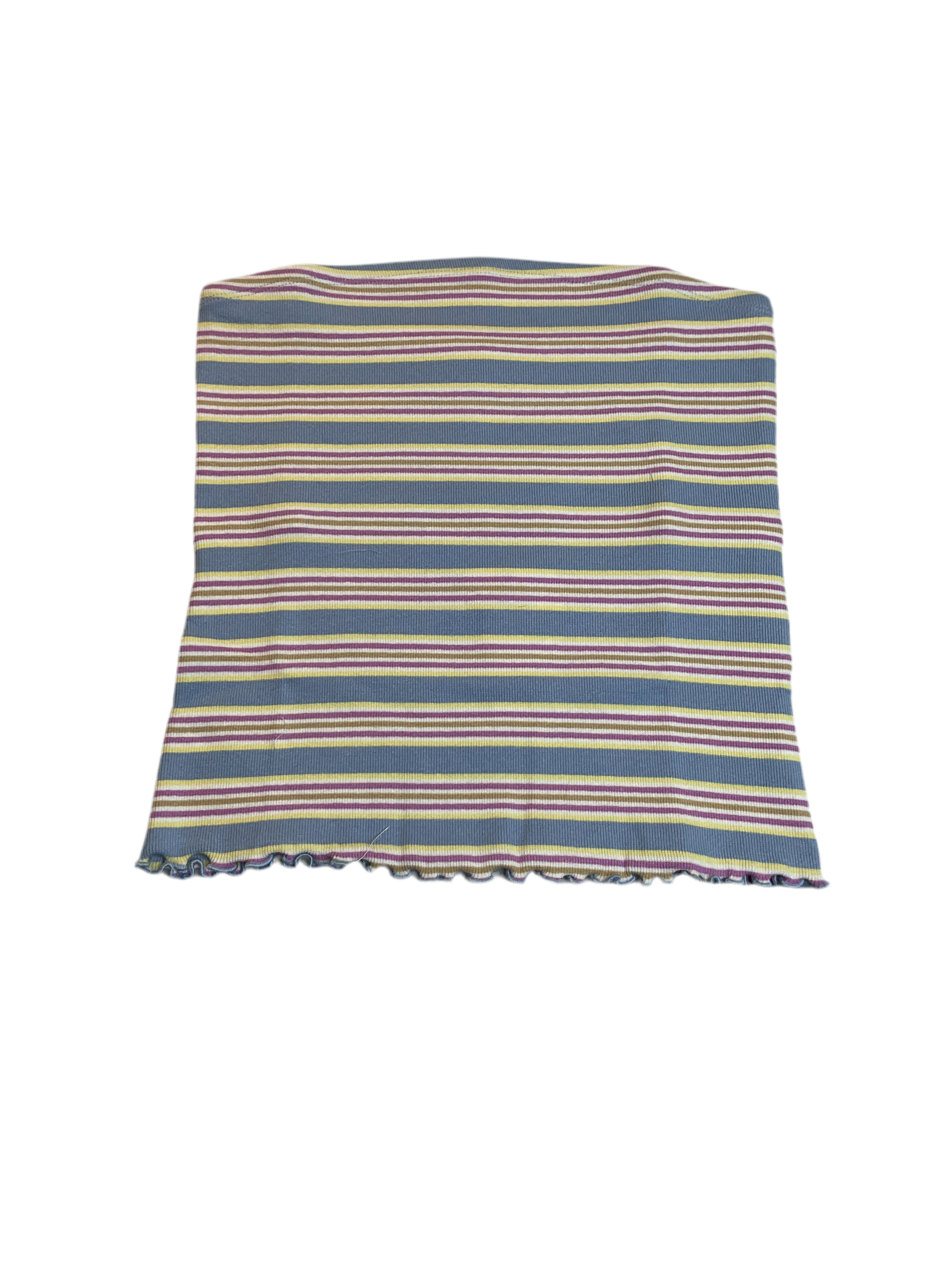 Rebellious One Juniors' Striped Lettuce Edge Tube Top Sz M