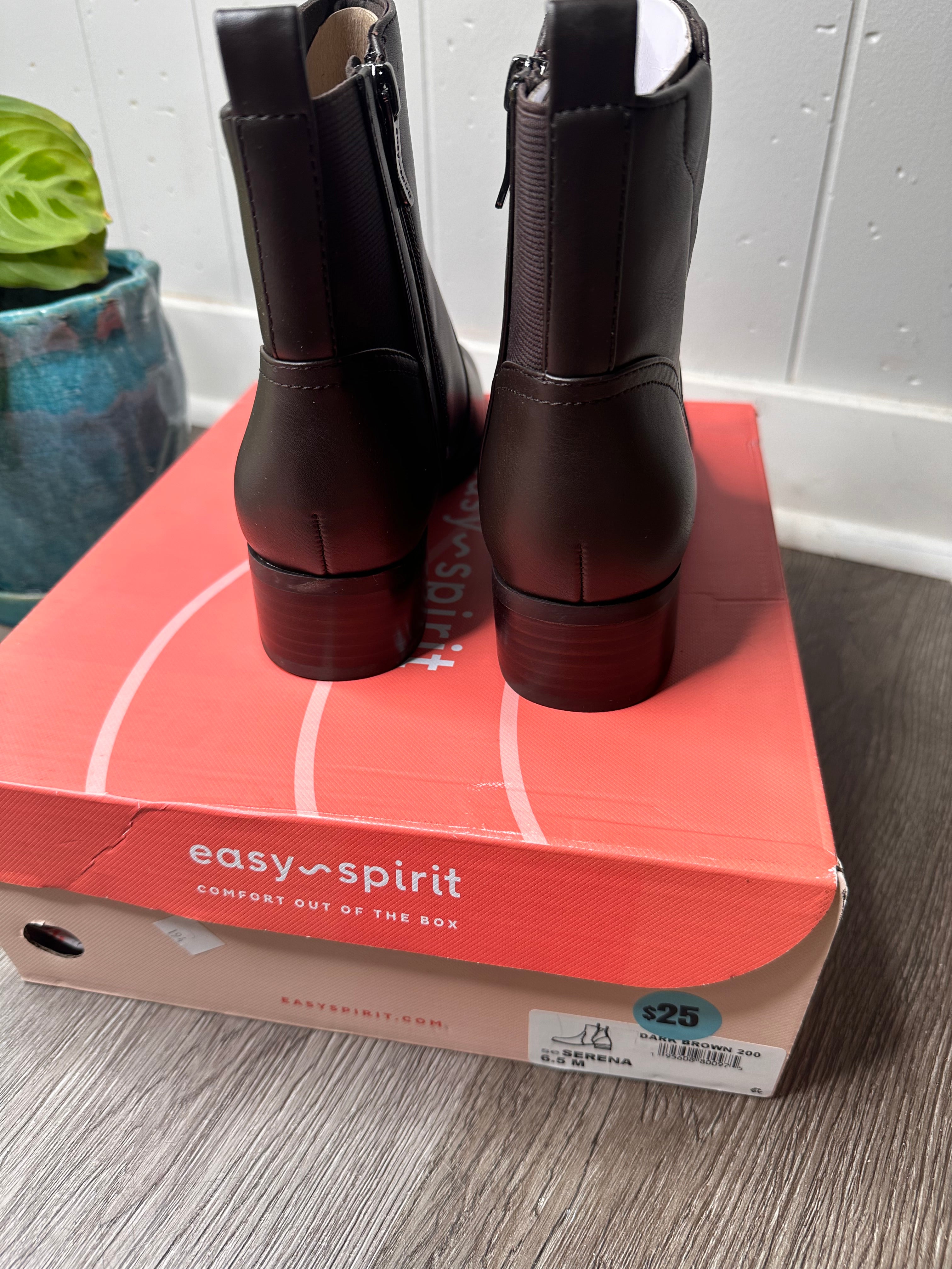 Easy Spirit Womens Serena Leather Embossed Ankle Boots