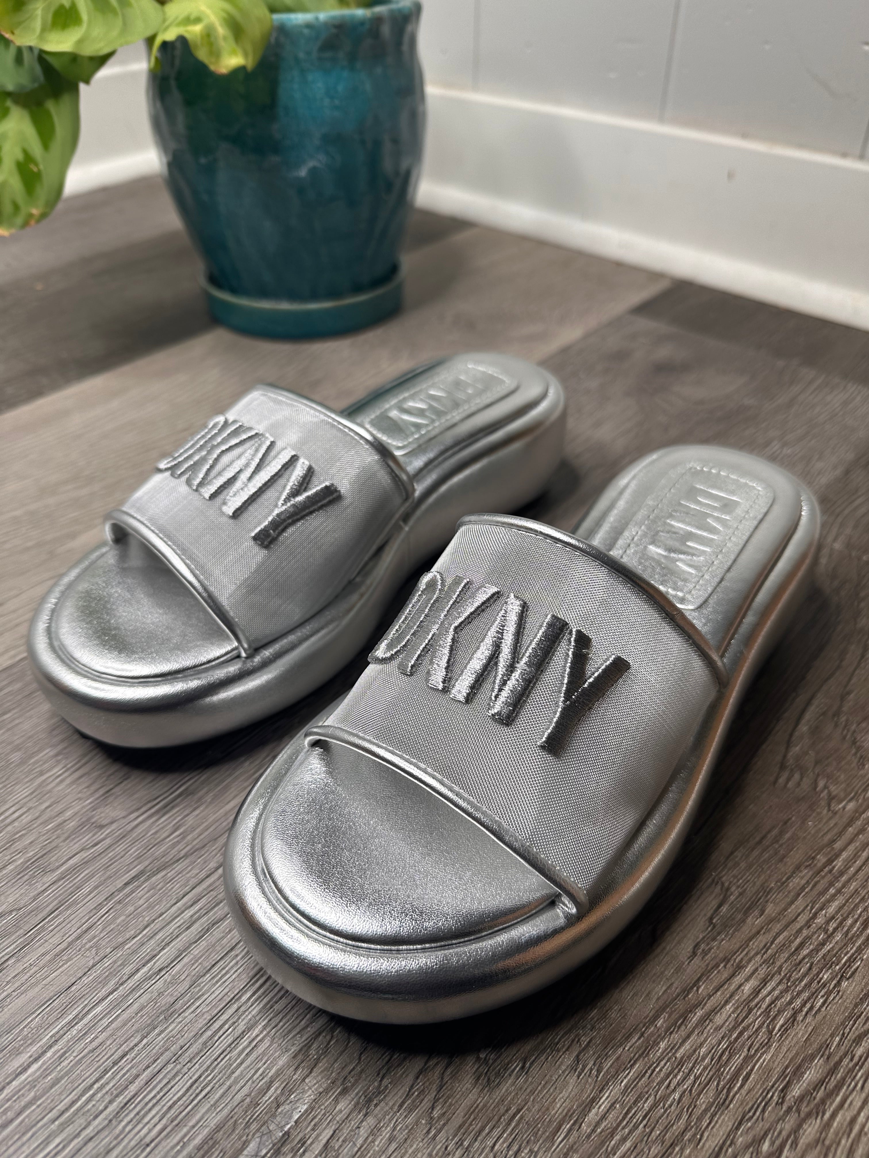 DKNY Metallic Odina Wedge Sandal 6.5