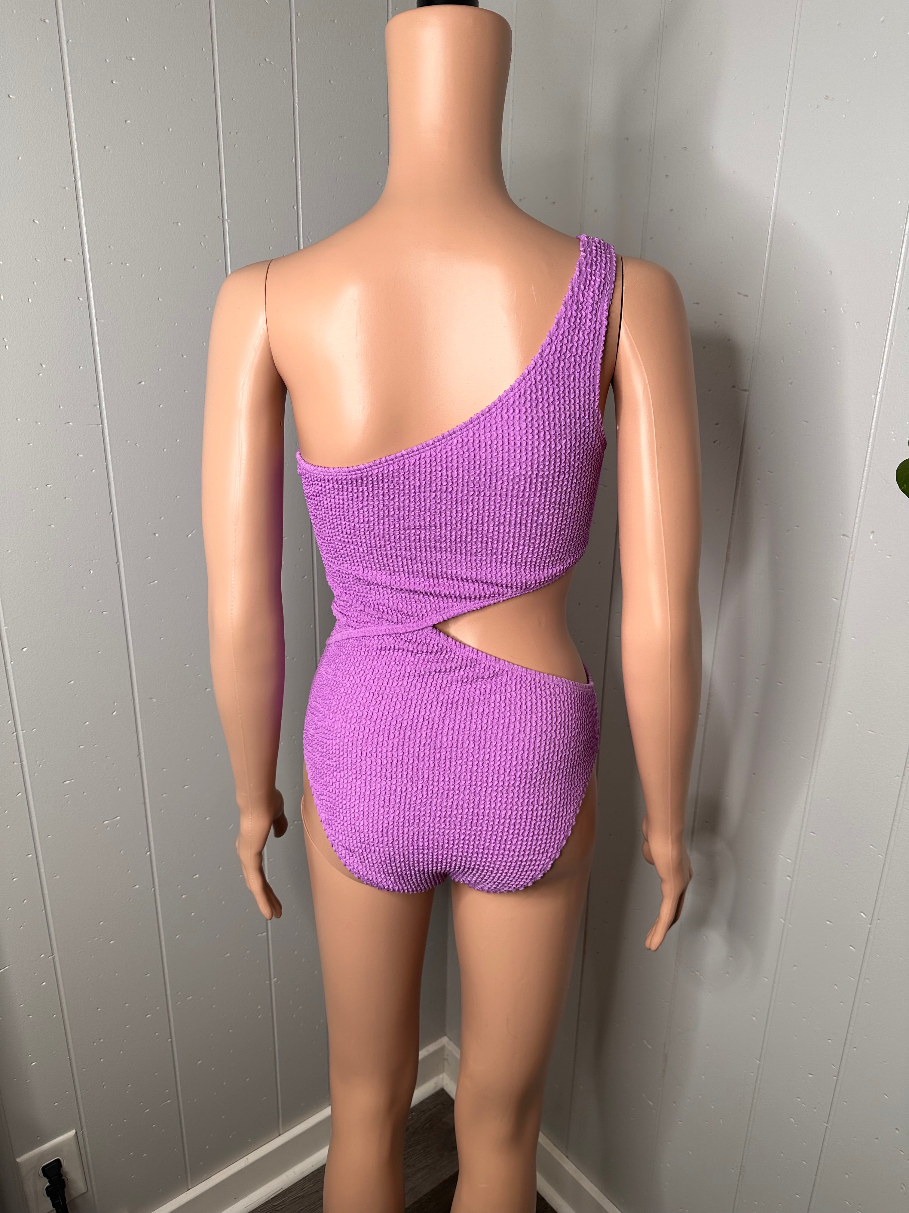 Women's Cutout One Piece Swimsuit One Shoulder Swimwear Ribbed Monokini