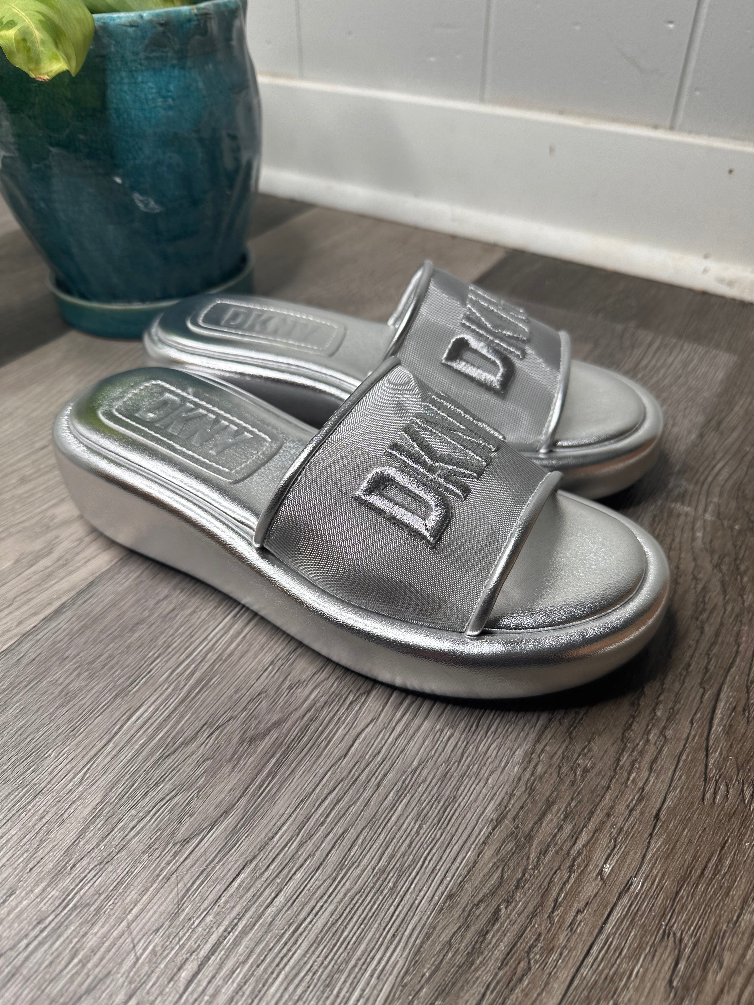 DKNY Metallic Odina Wedge Sandal 6.5