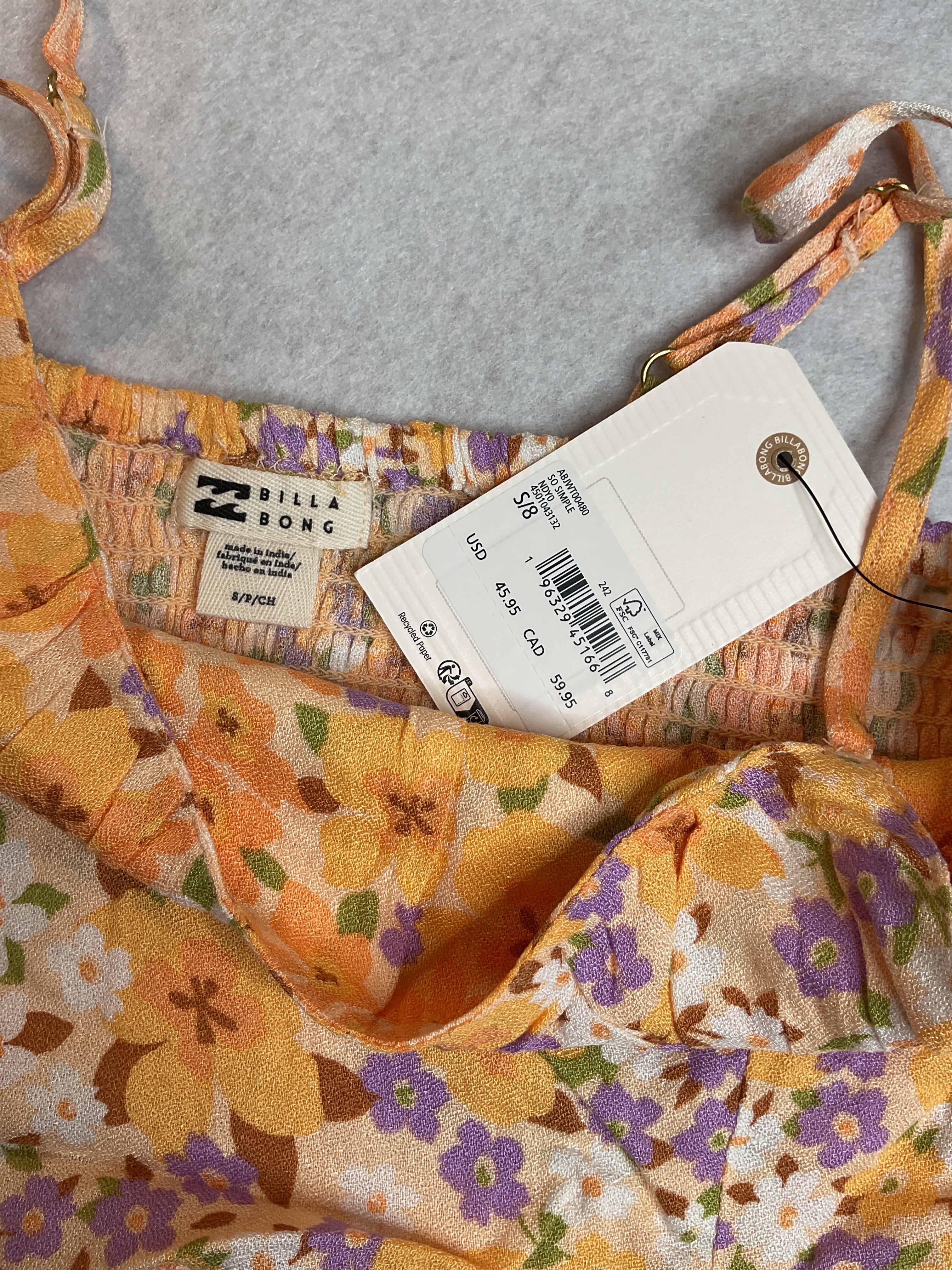 Billabong Juniors' So Simple Crop Top - Peach Whip Sz S