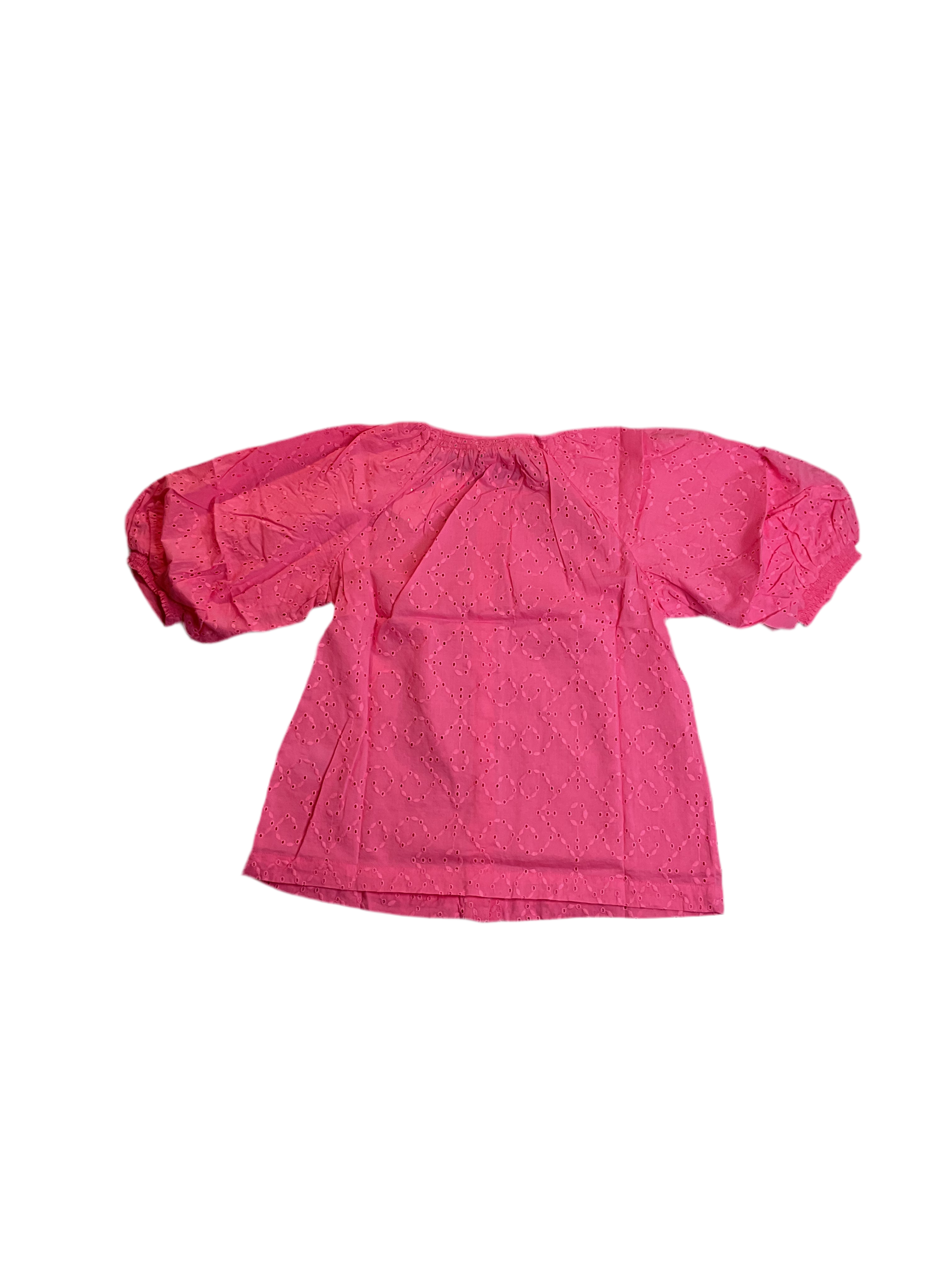On 34th Women's Eyelet Puff-Sleeve Top - Azalea Pink Sz XXS
