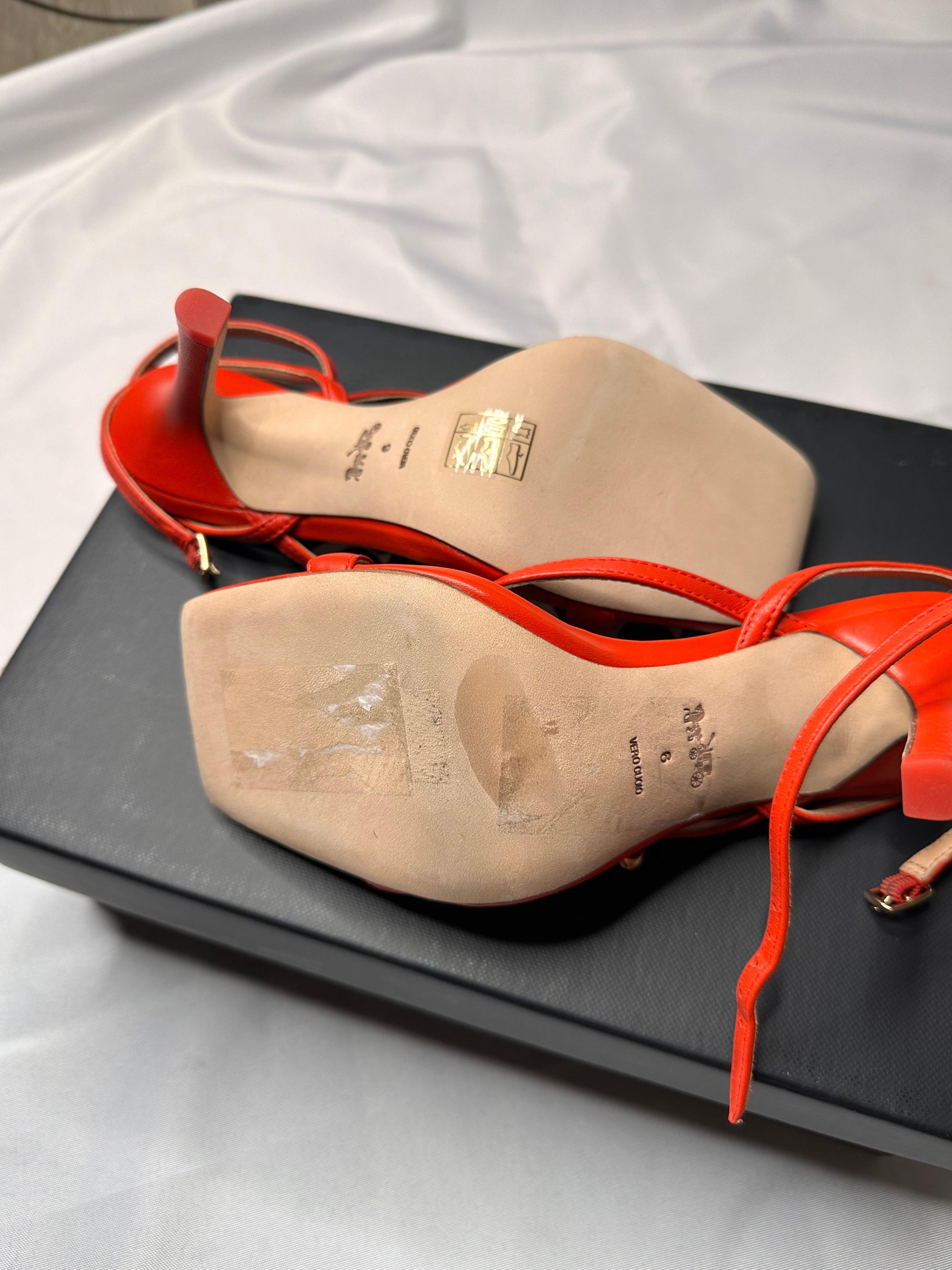 KAIA BUCKLE LEATHER STRAPPY SANDALS 6