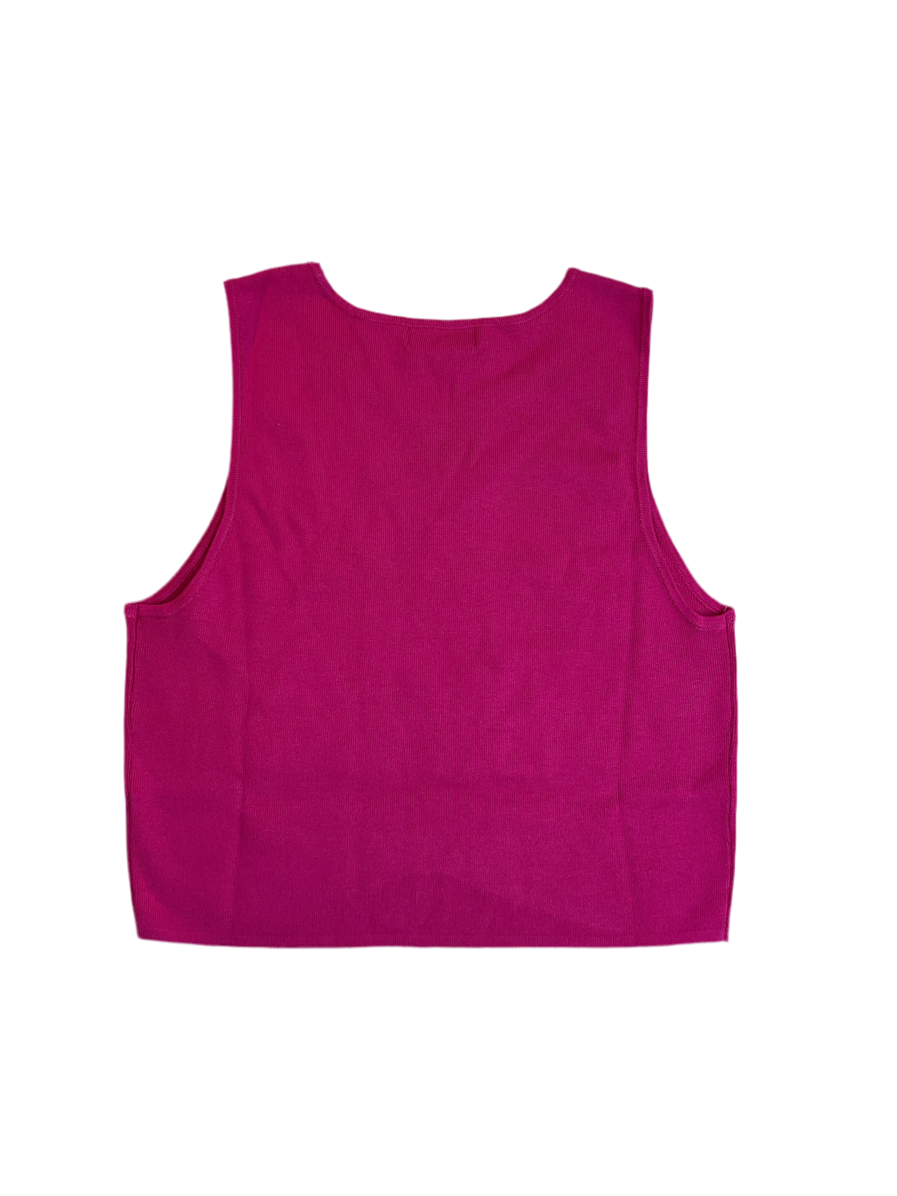Calvin Klein Jeans Women's Angled-Hem Cropped Crewneck Tank Top - Hot Pink Sz L