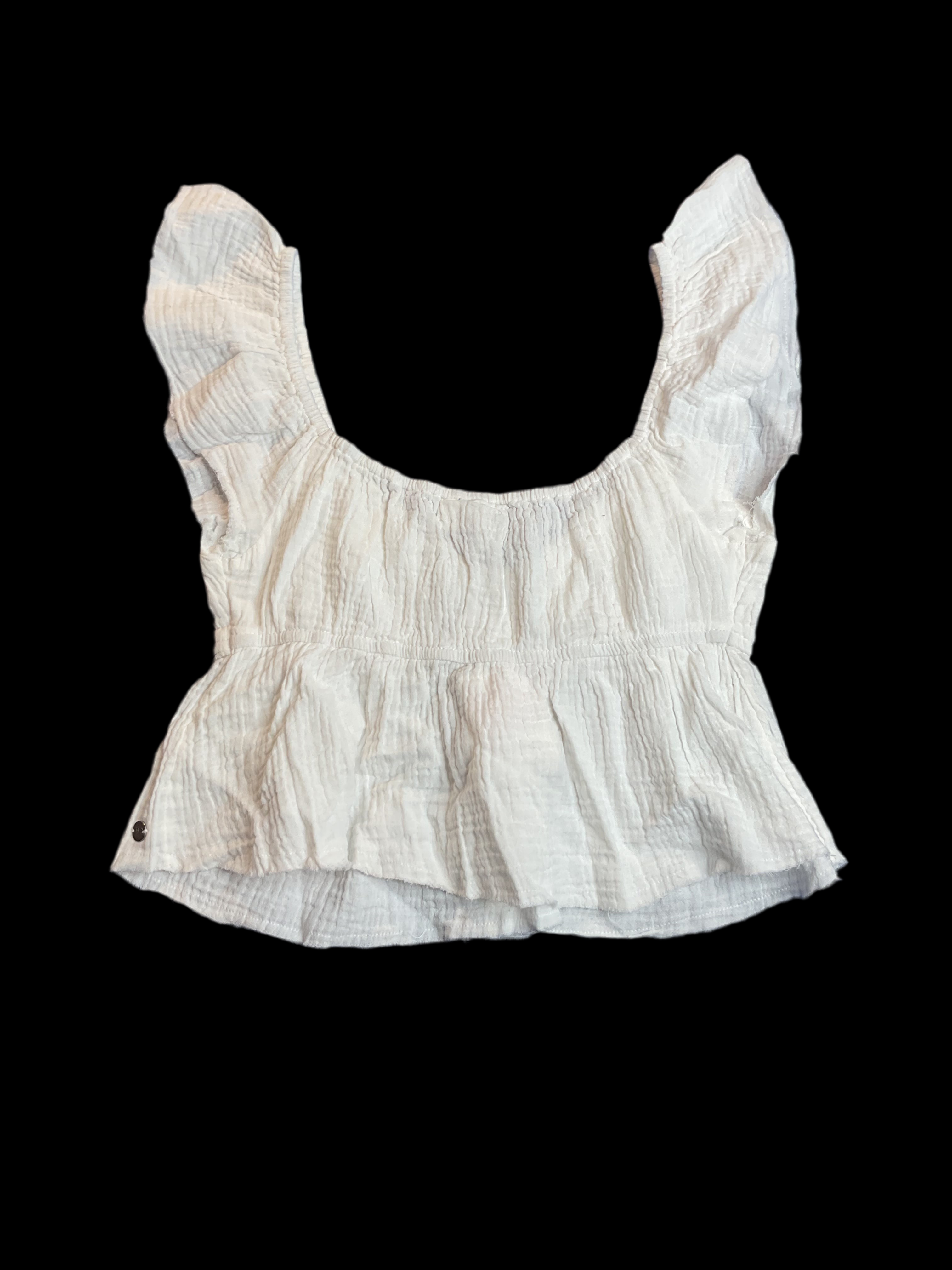 Roxy Juniors' Brisa Cotton Gauze Crop Top - Egret Sz M