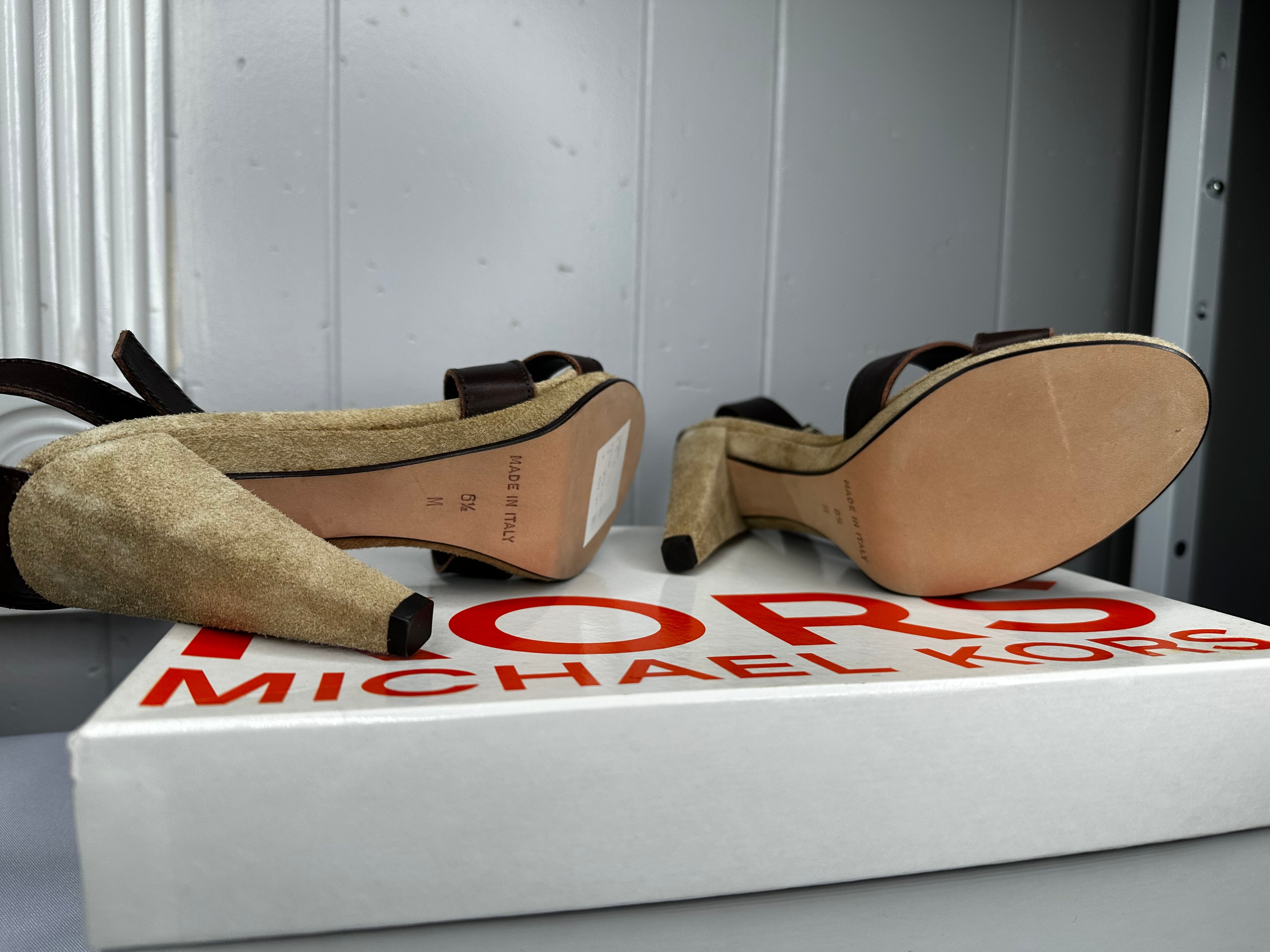 NIB Michael Kors Wonka Leather High Heel Sandals 6.5