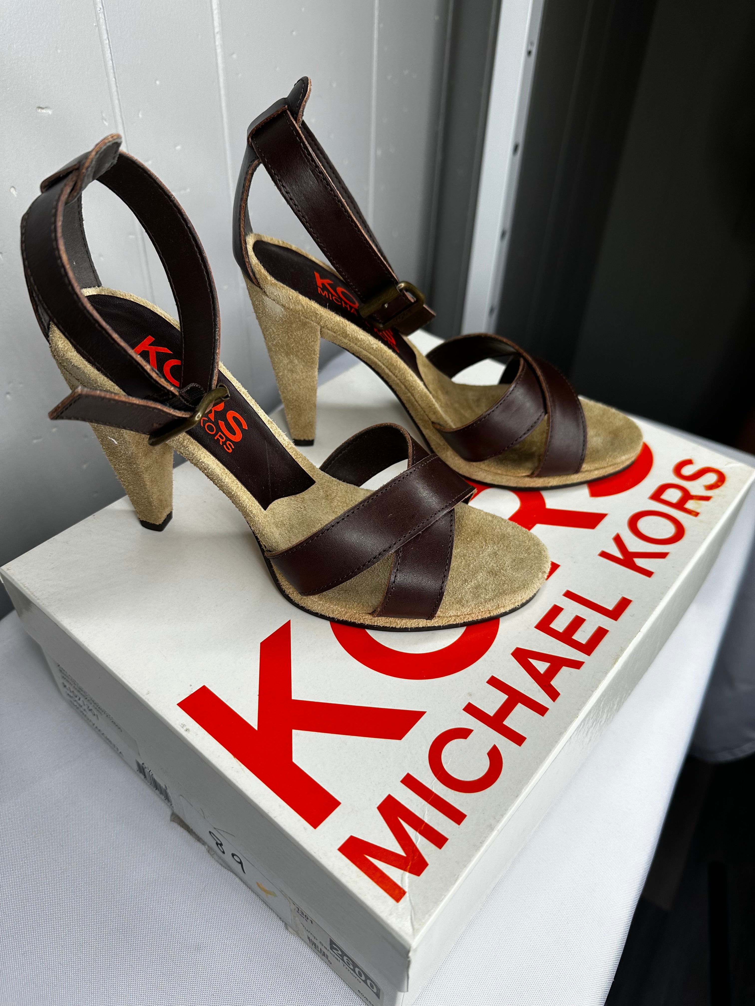 NIB Michael Kors Wonka Leather High Heel Sandals 6.5