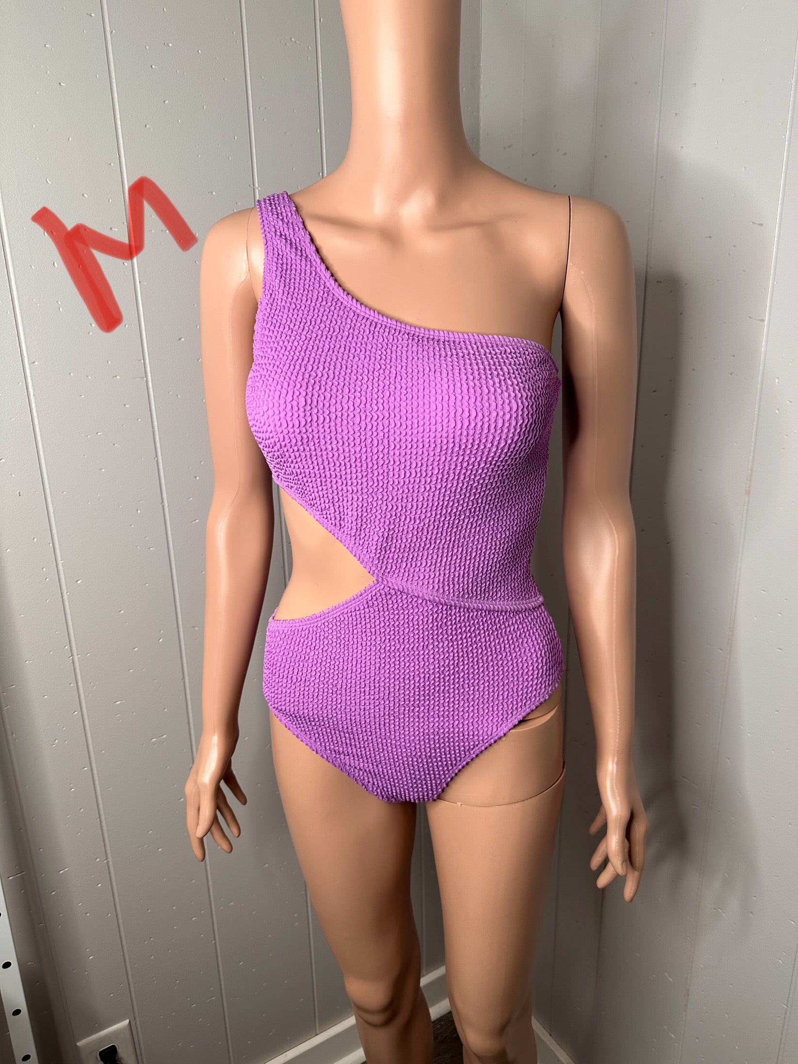 Women's Cutout One Piece Swimsuit One Shoulder Swimwear Ribbed Monokini