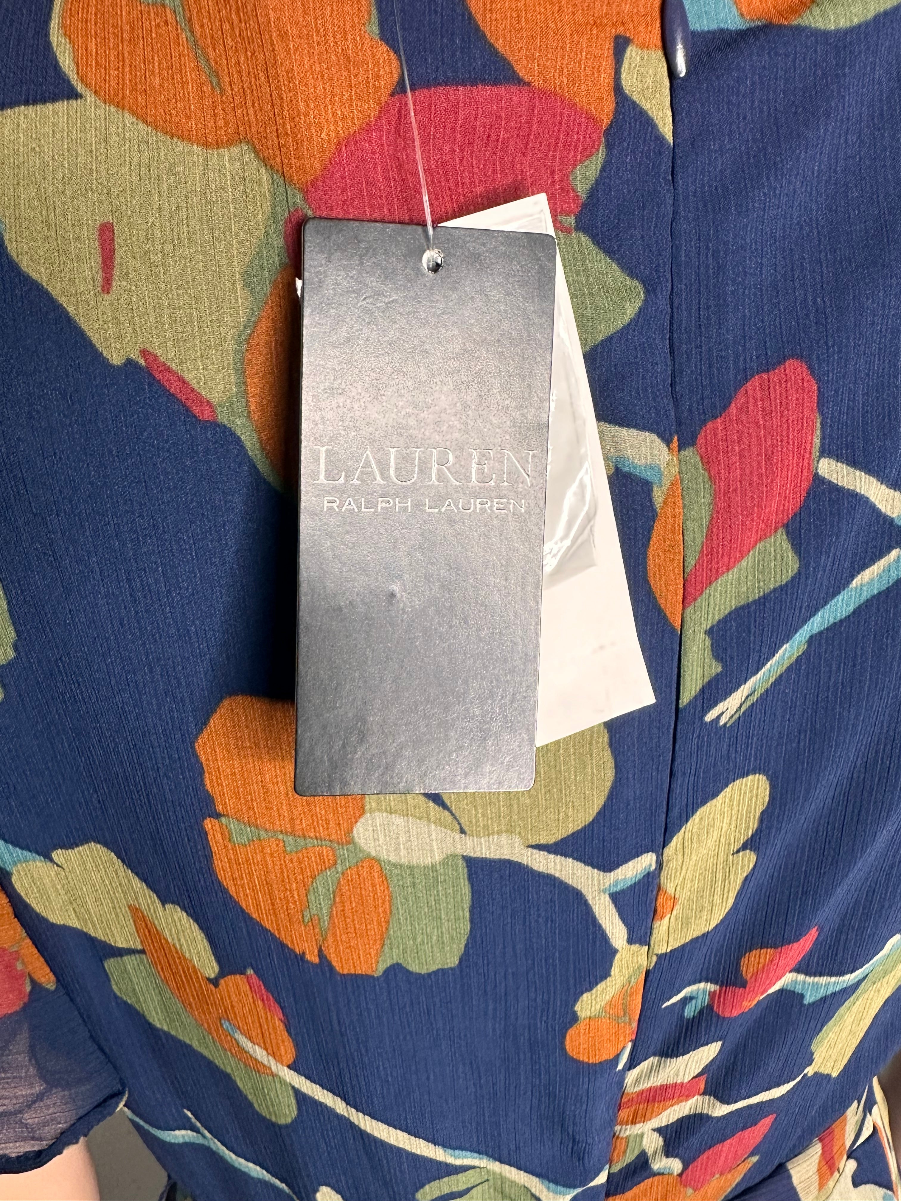 NWT LAUREN Ralph Lauren  Floral Ruffle-Trim Georgette Dress Size 2