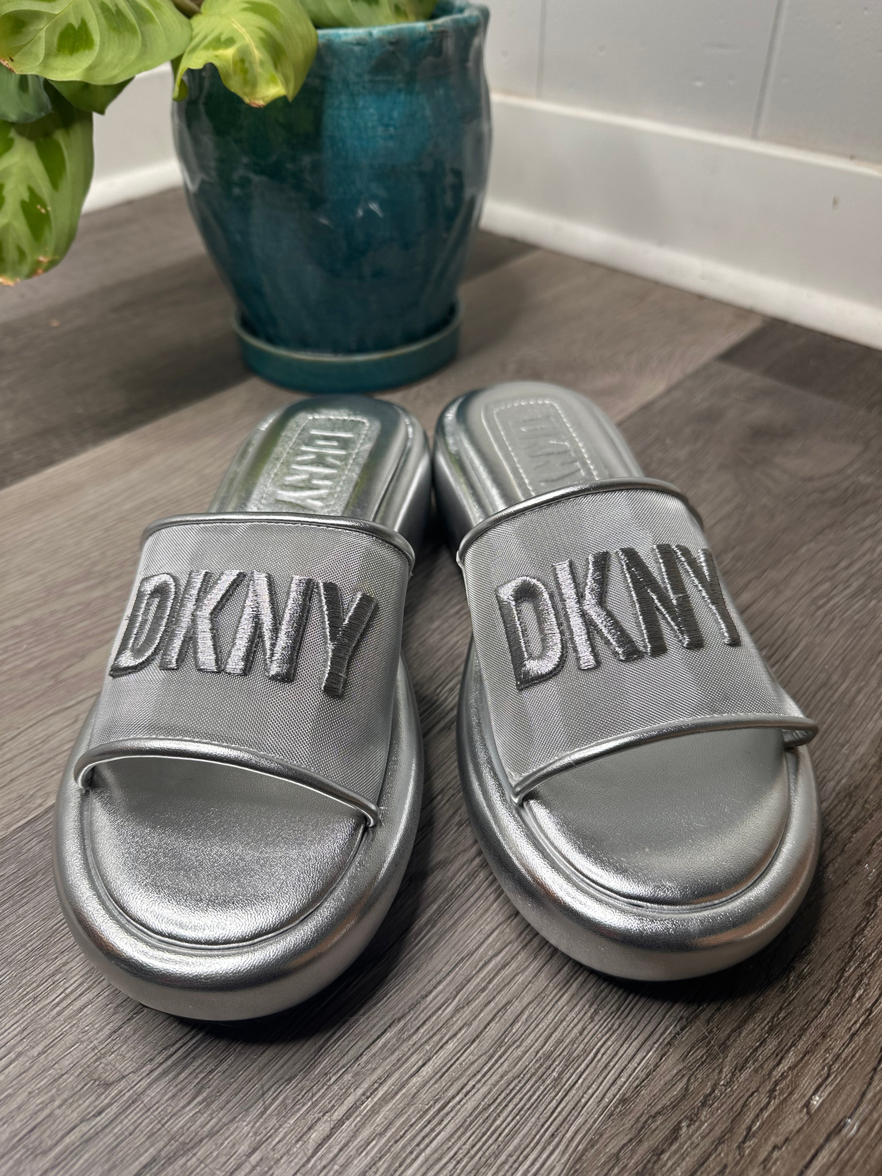 DKNY Metallic Odina Wedge Sandal 6.5