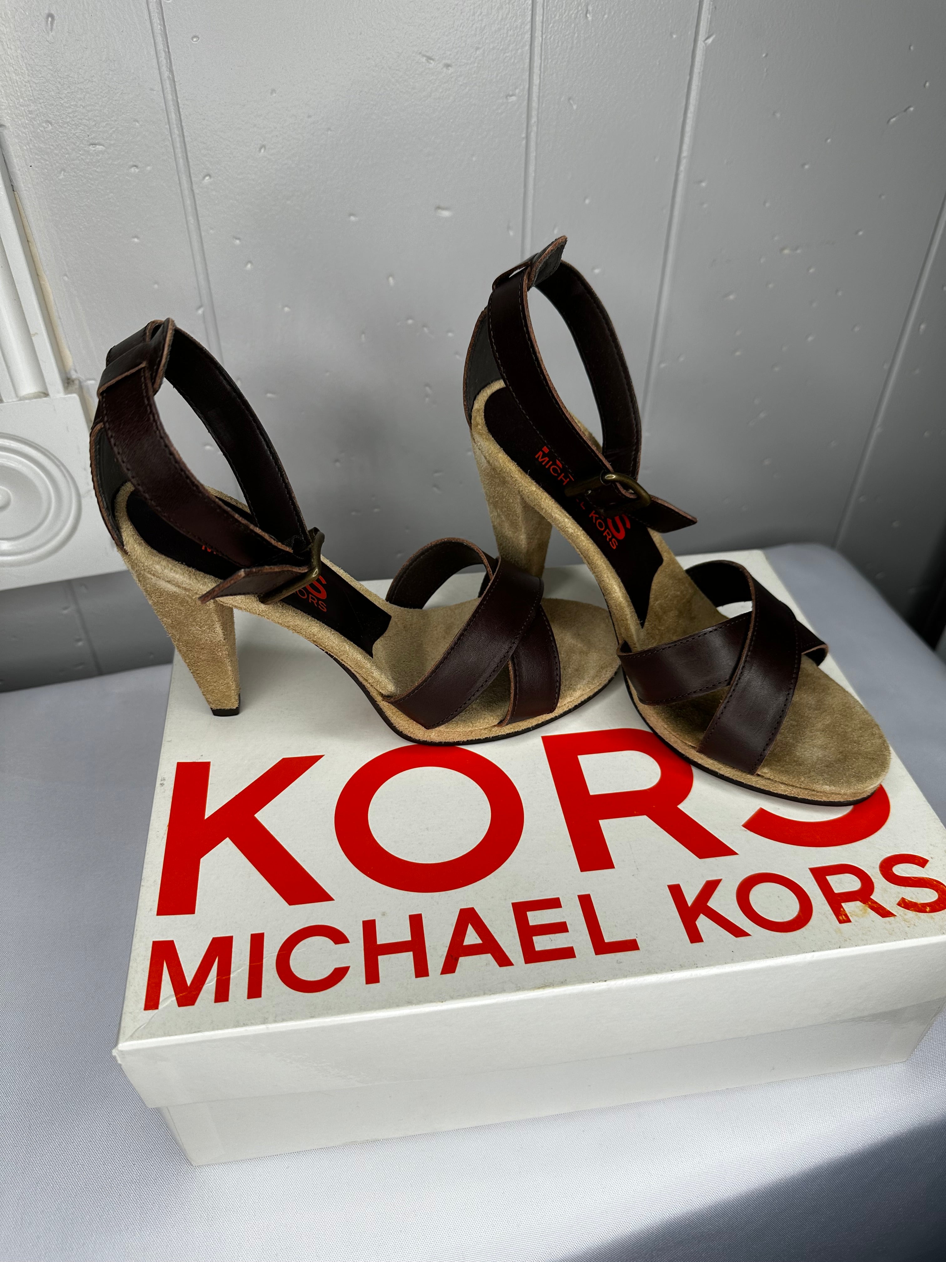 NIB Michael Kors Wonka Leather High Heel Sandals 6.5