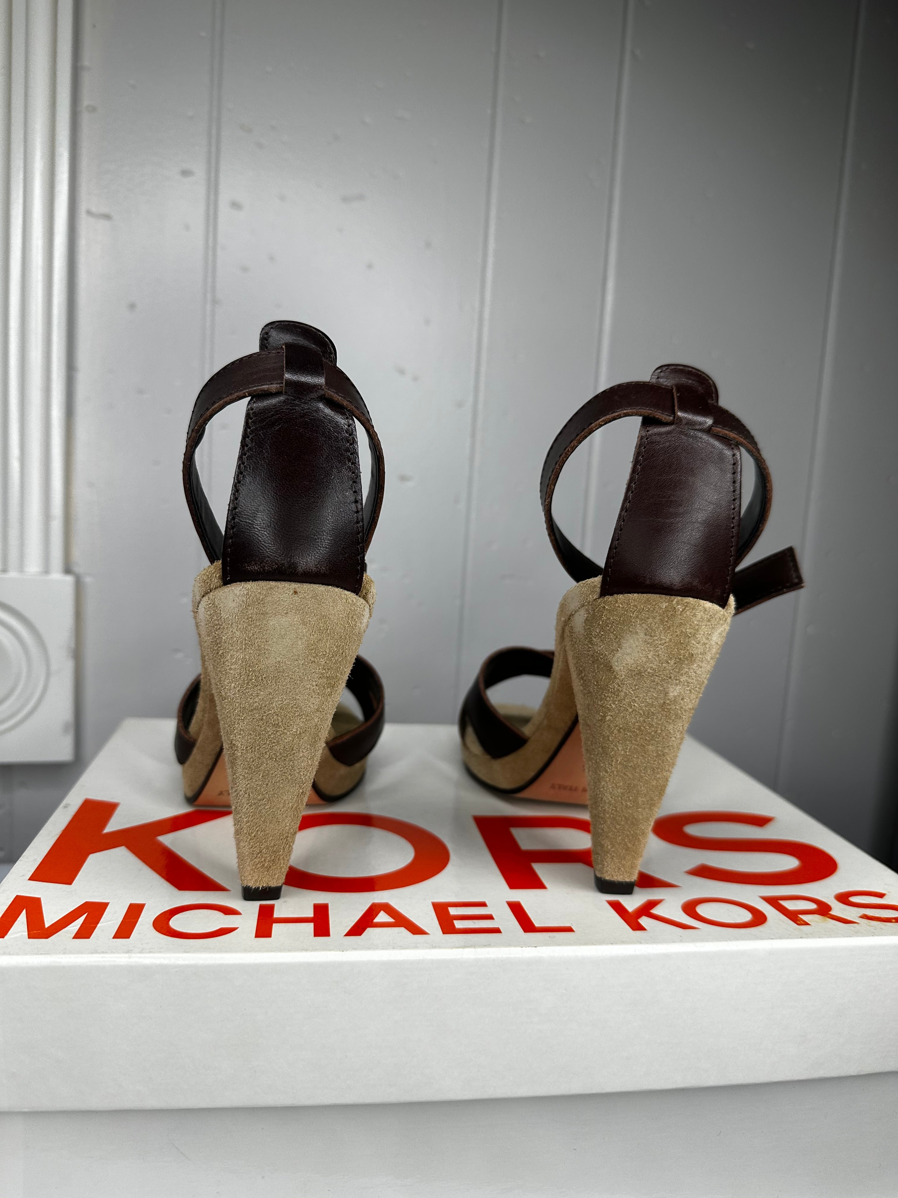 NIB Michael Kors Wonka Leather High Heel Sandals 6.5