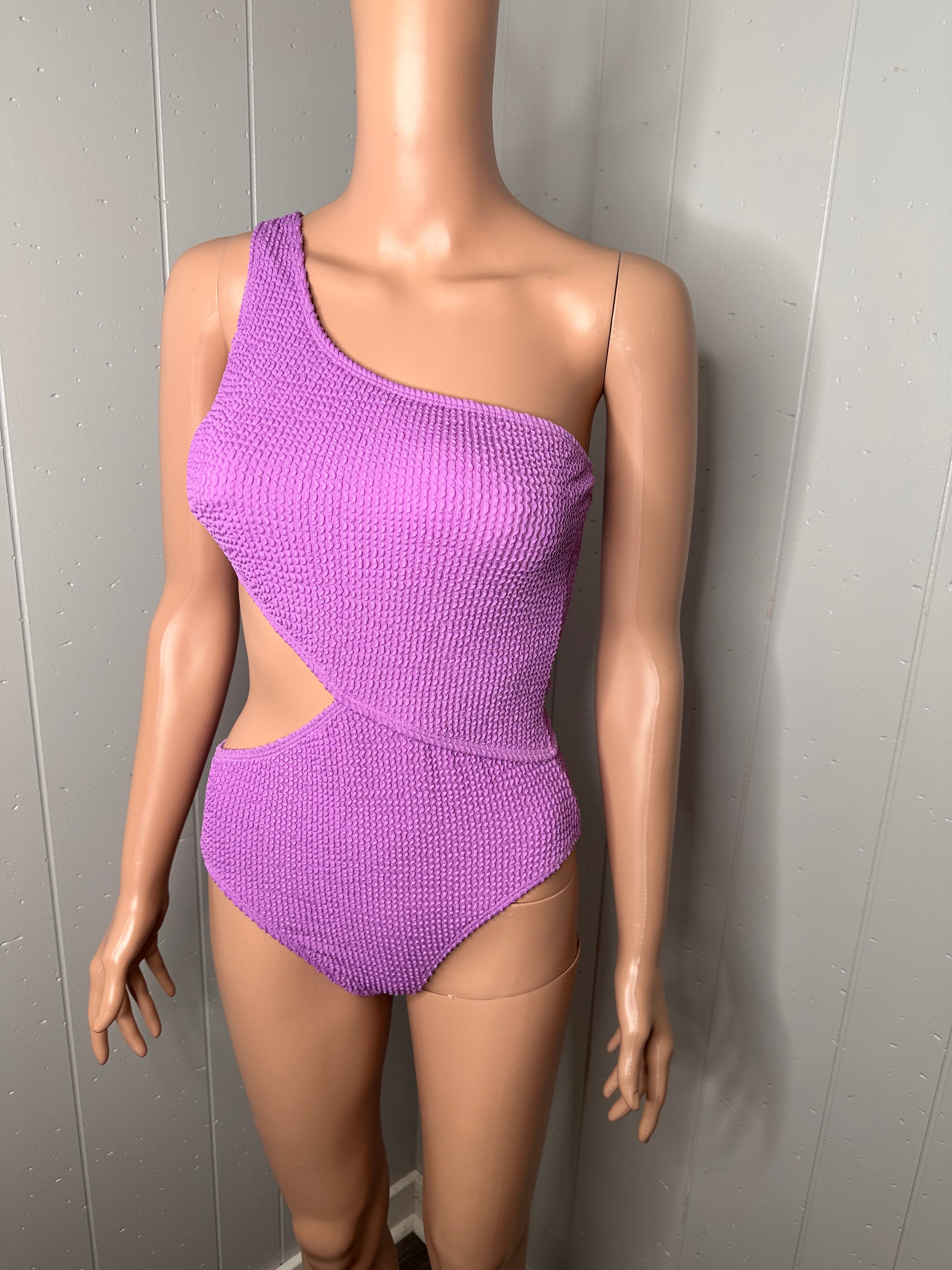 Women's Cutout One Piece Swimsuit One Shoulder Swimwear Ribbed Monokini