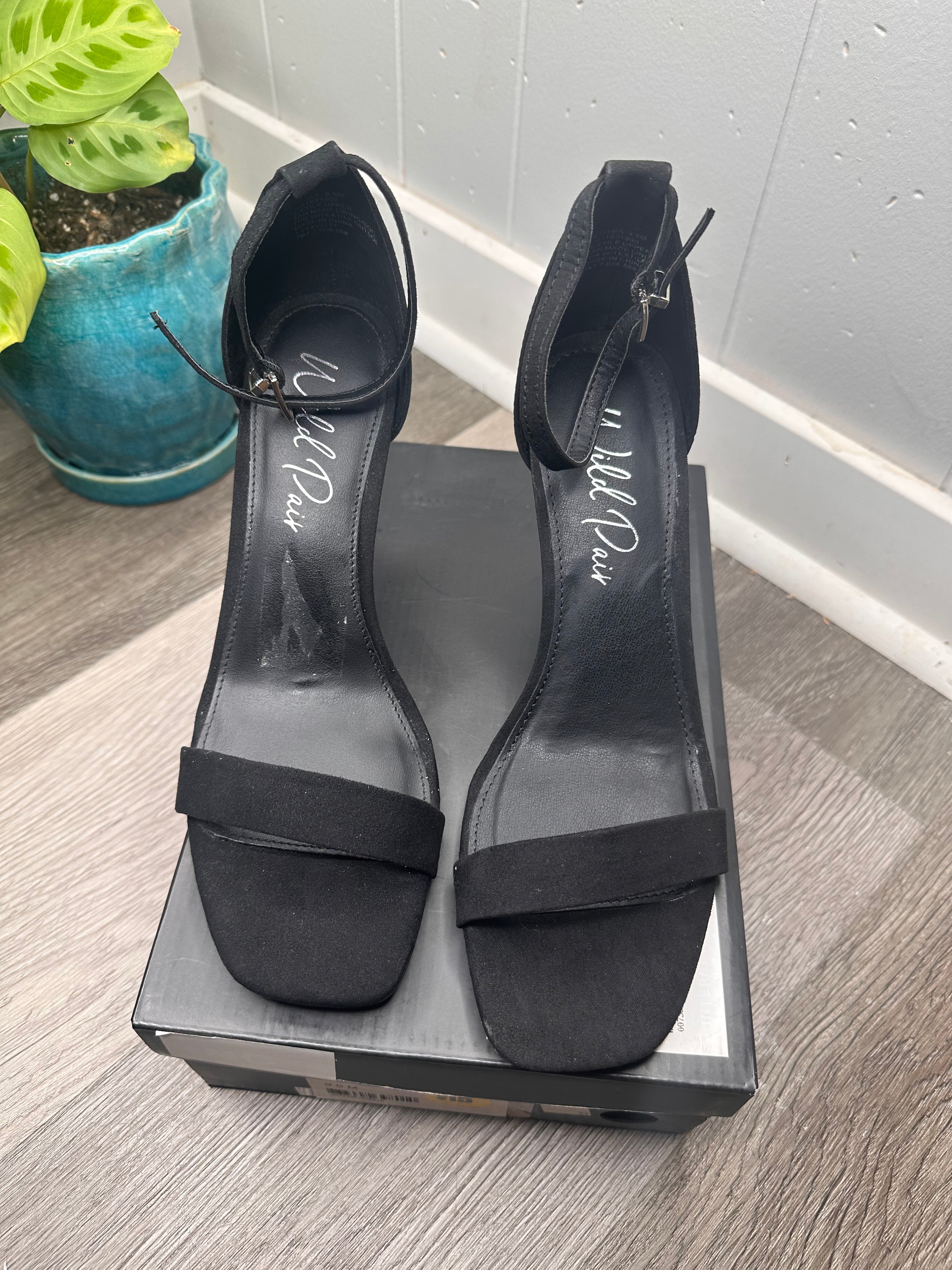 Bethie Faux Suede Square Toe Heels 9.5 M