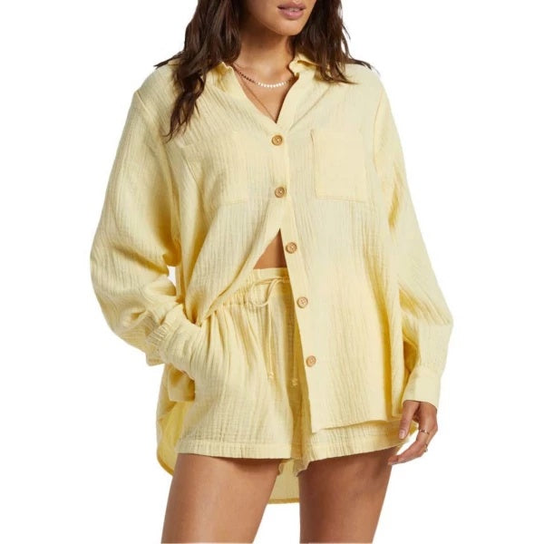Billabong Juniors' Swell Crinkled Blouse - Cali Rays Sz M