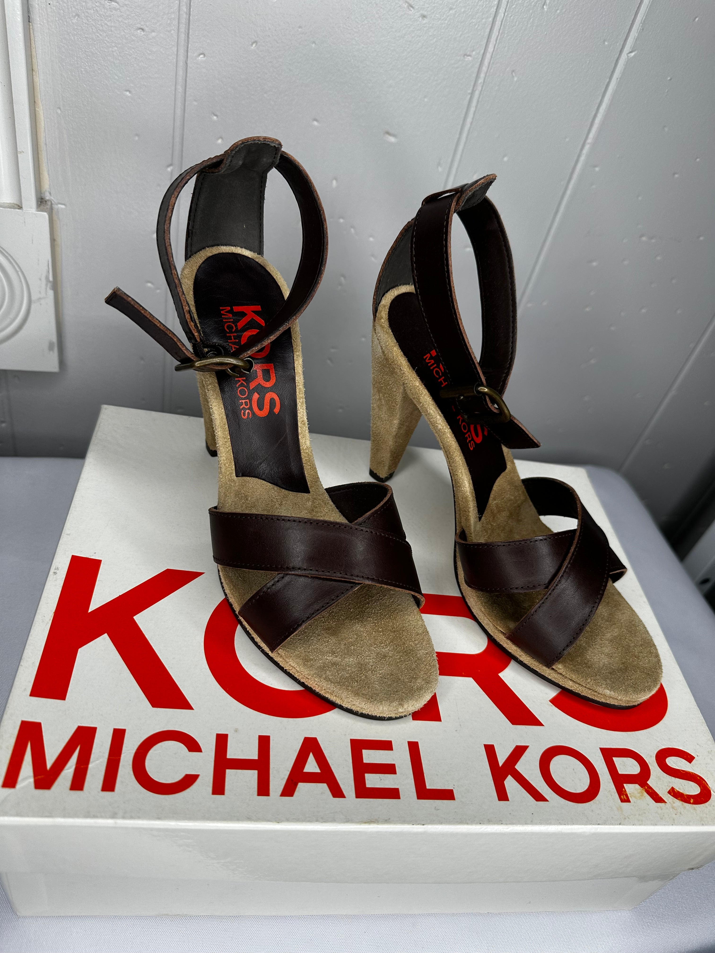 NIB Michael Kors Wonka Leather High Heel Sandals 6.5
