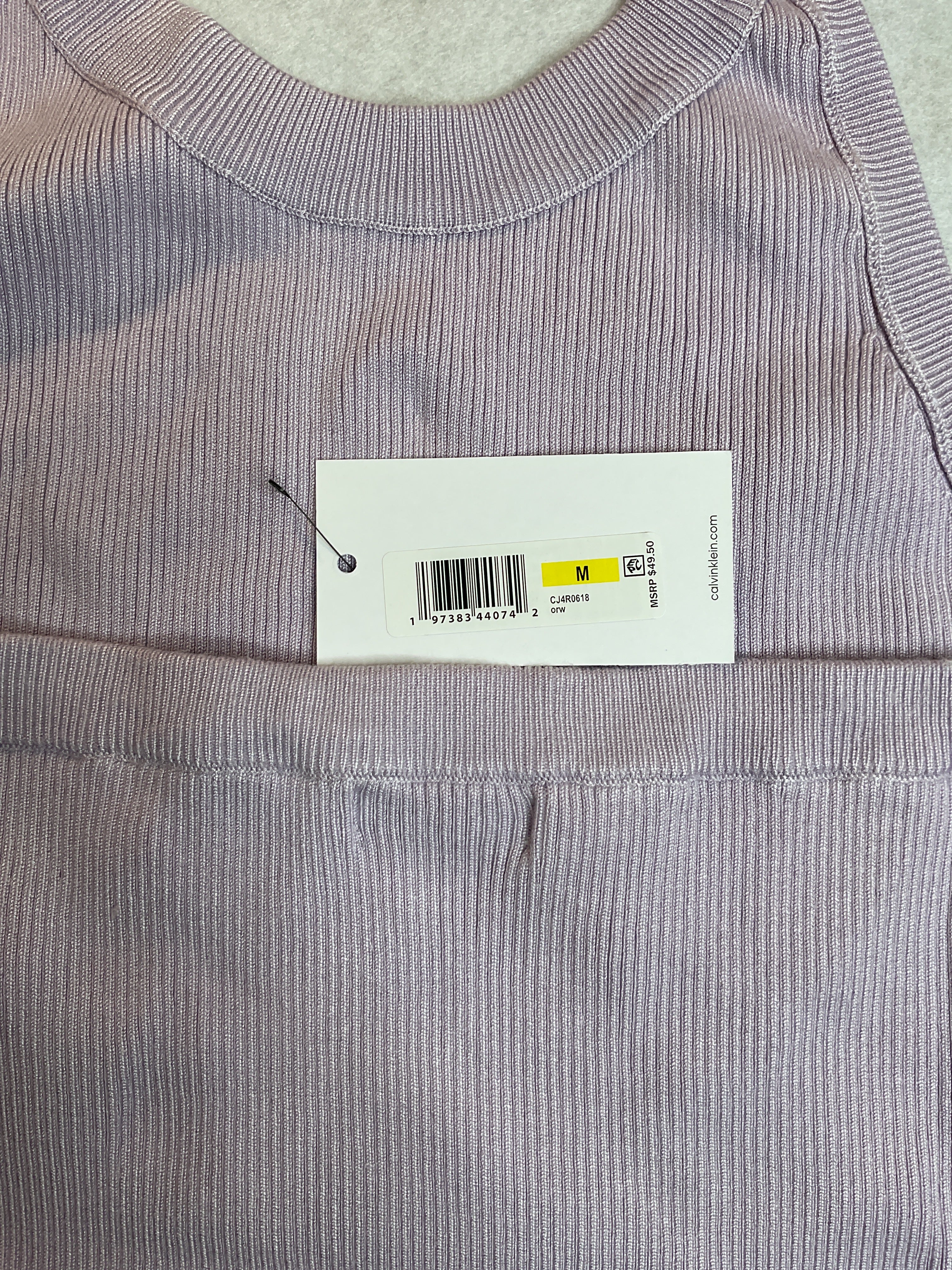 Calvin Klein Jeans Ribbed Embroidered-Logo Cropped Halter Top - Orchid