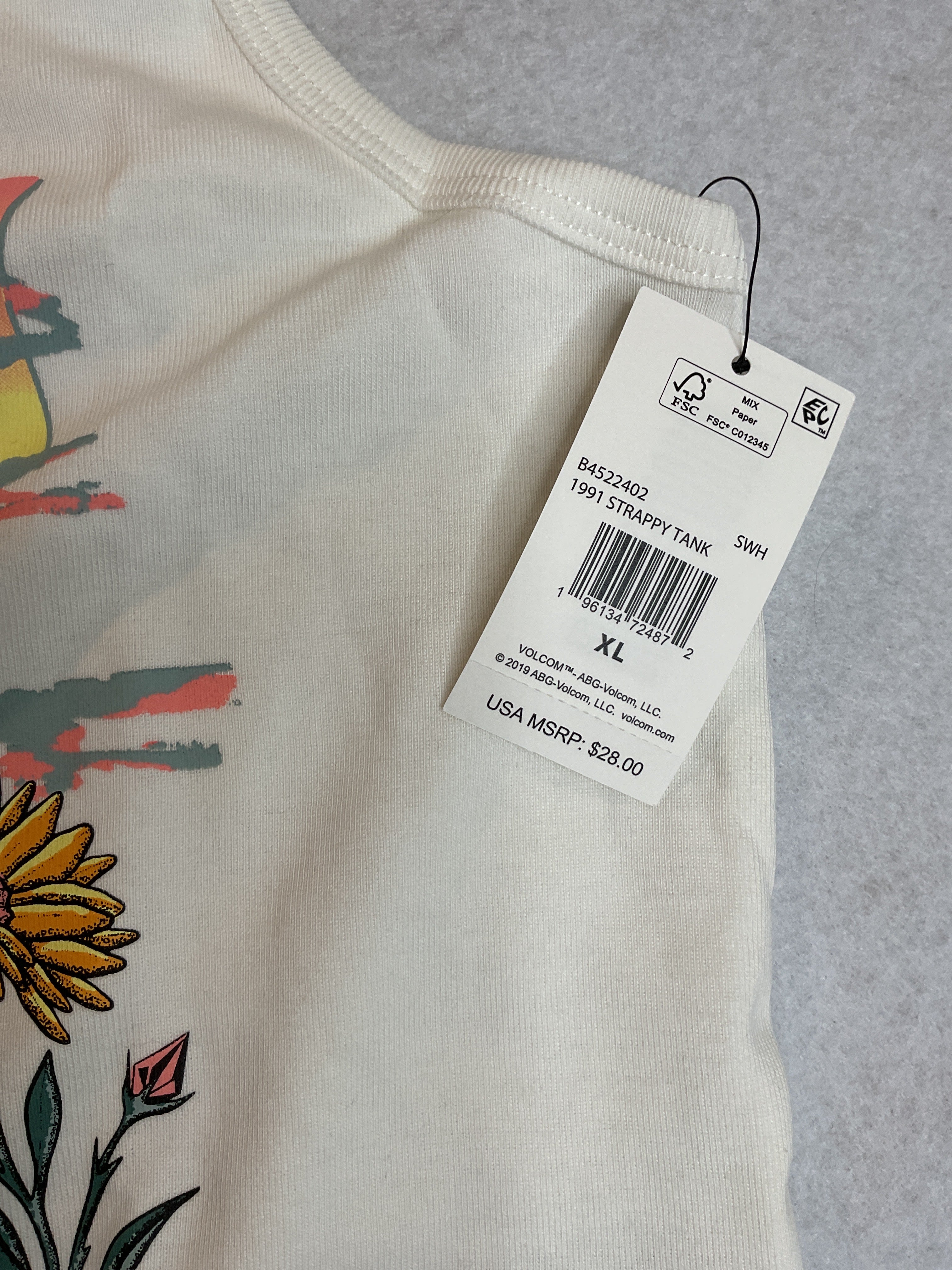 Volcom Juniors' 1991 Strappy Tank Top - Star White Sz Juniors XL