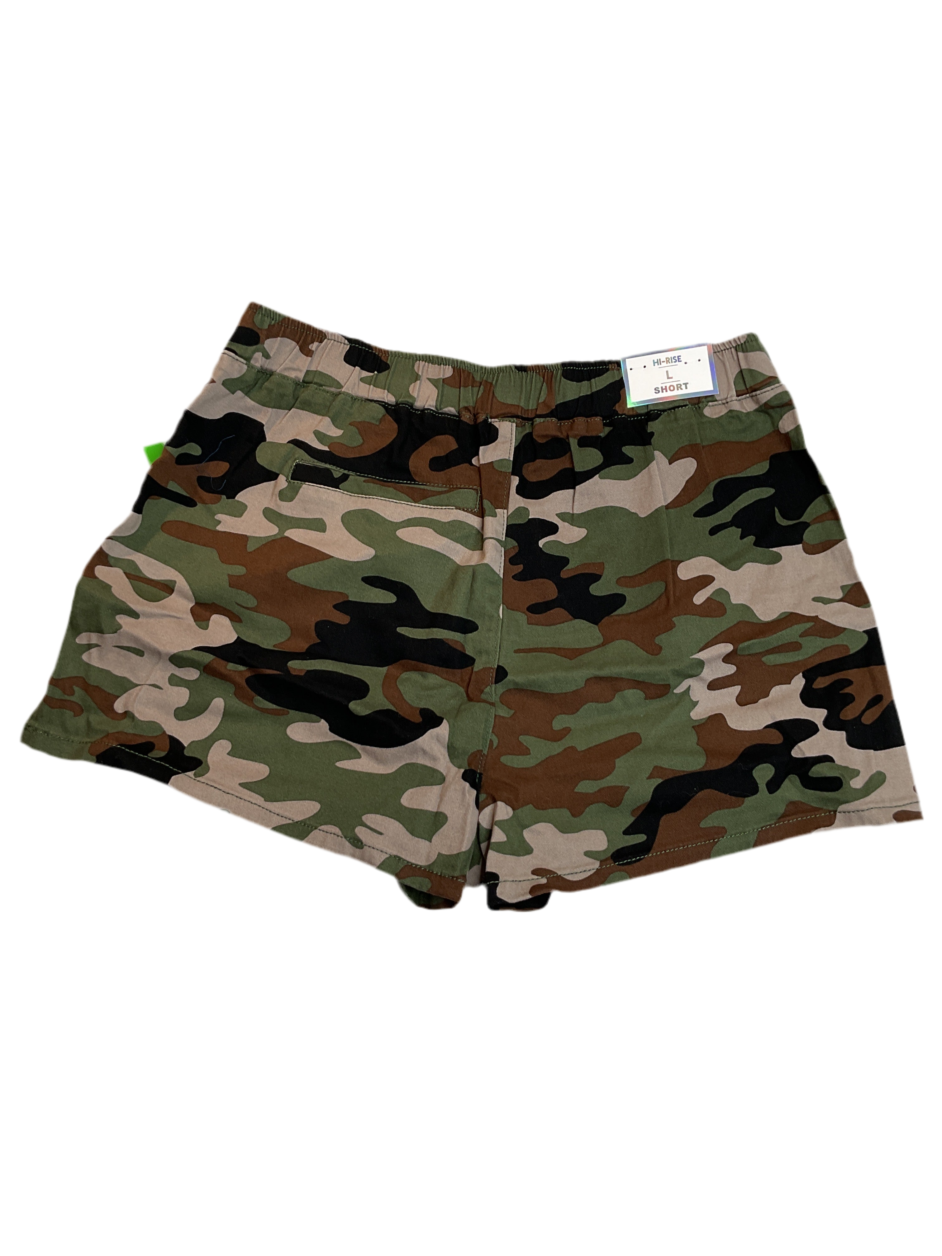 Tinseltown Juniors' Side-Slit Pull-On Hot Shorts Camo Sz L