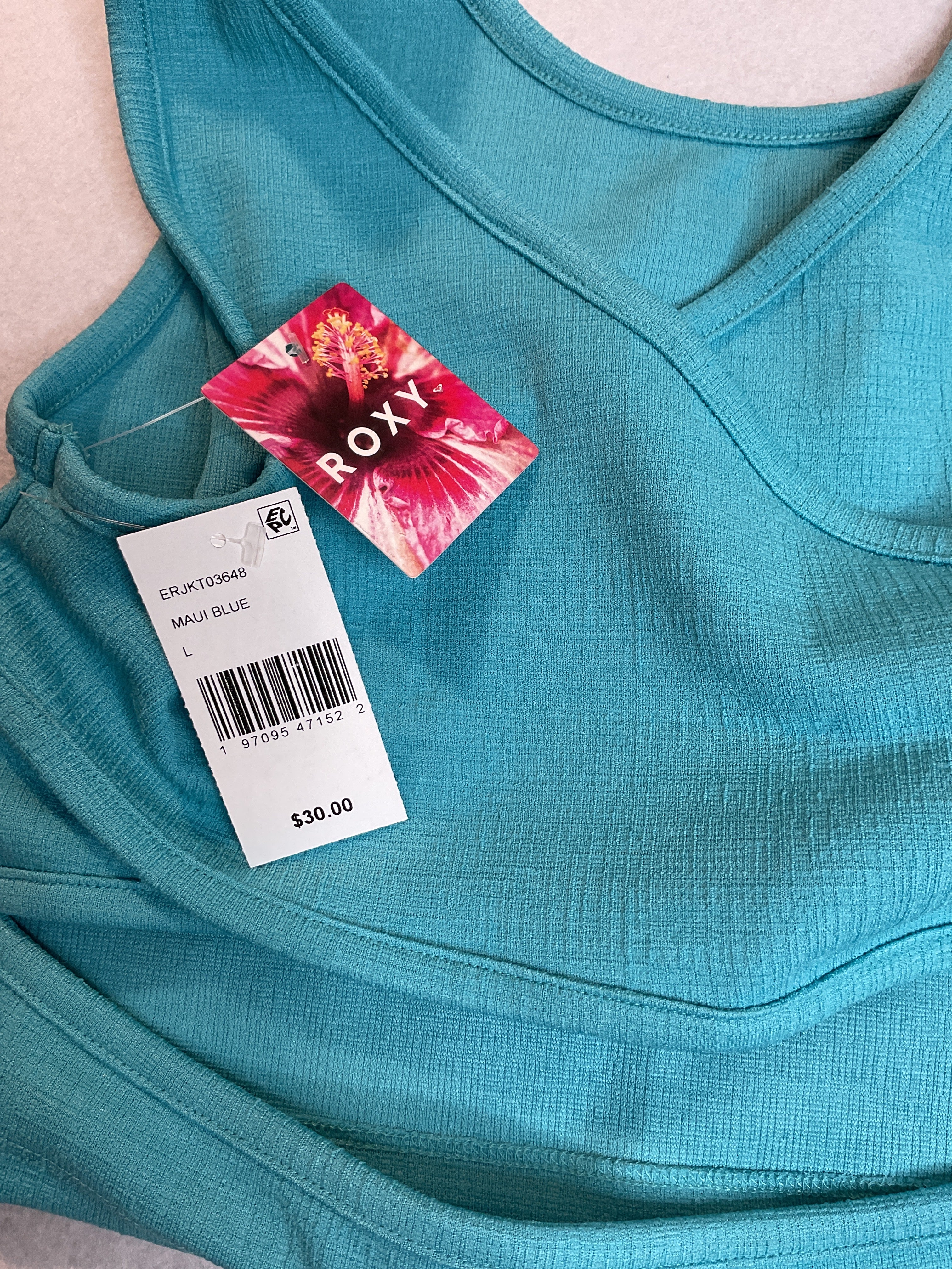 Roxy Juniors' Good Keepsake Cropped Tank Top - MAUI BLUE Sz L