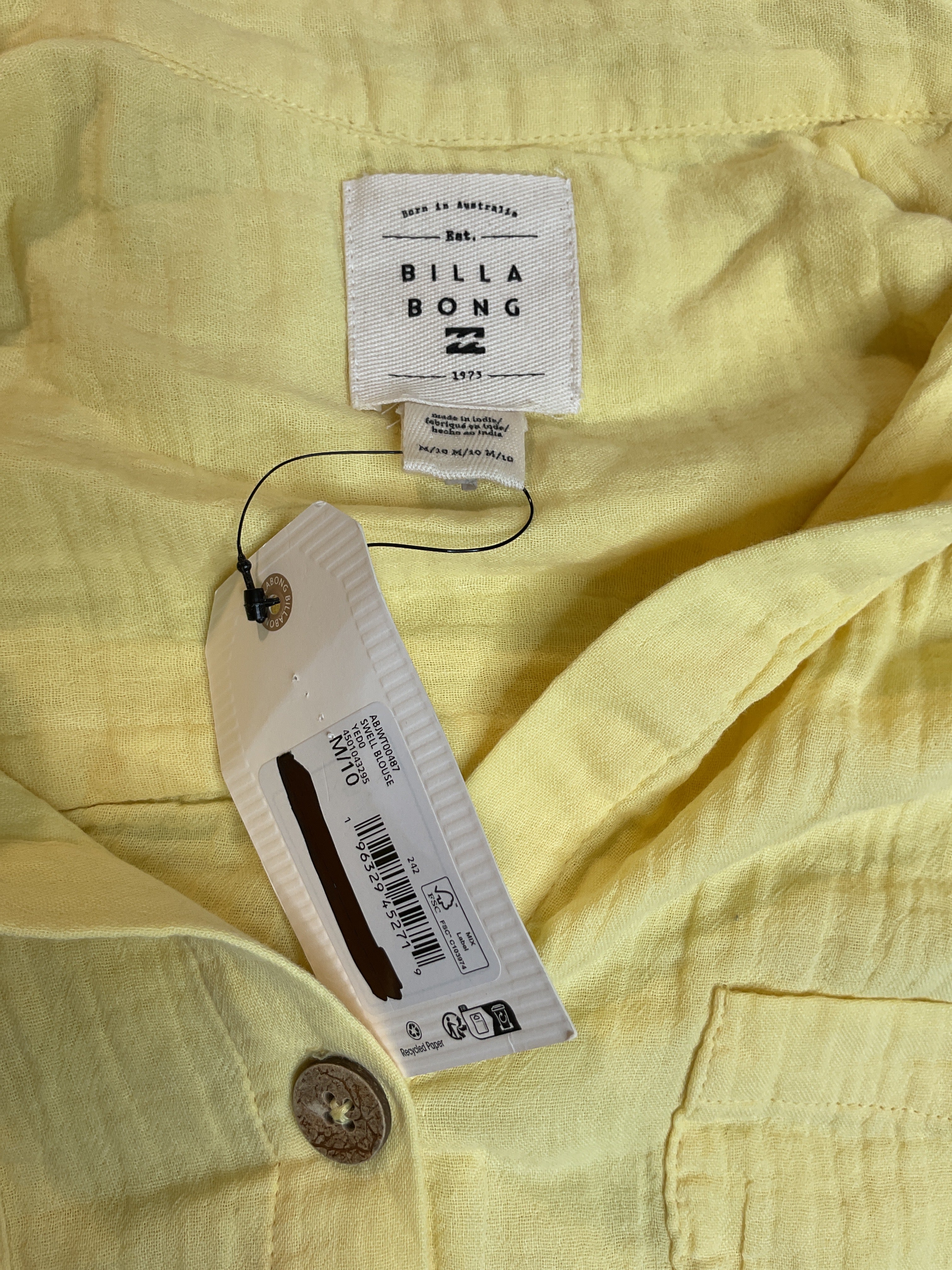 Billabong Juniors' Swell Crinkled Blouse - Cali Rays Sz M