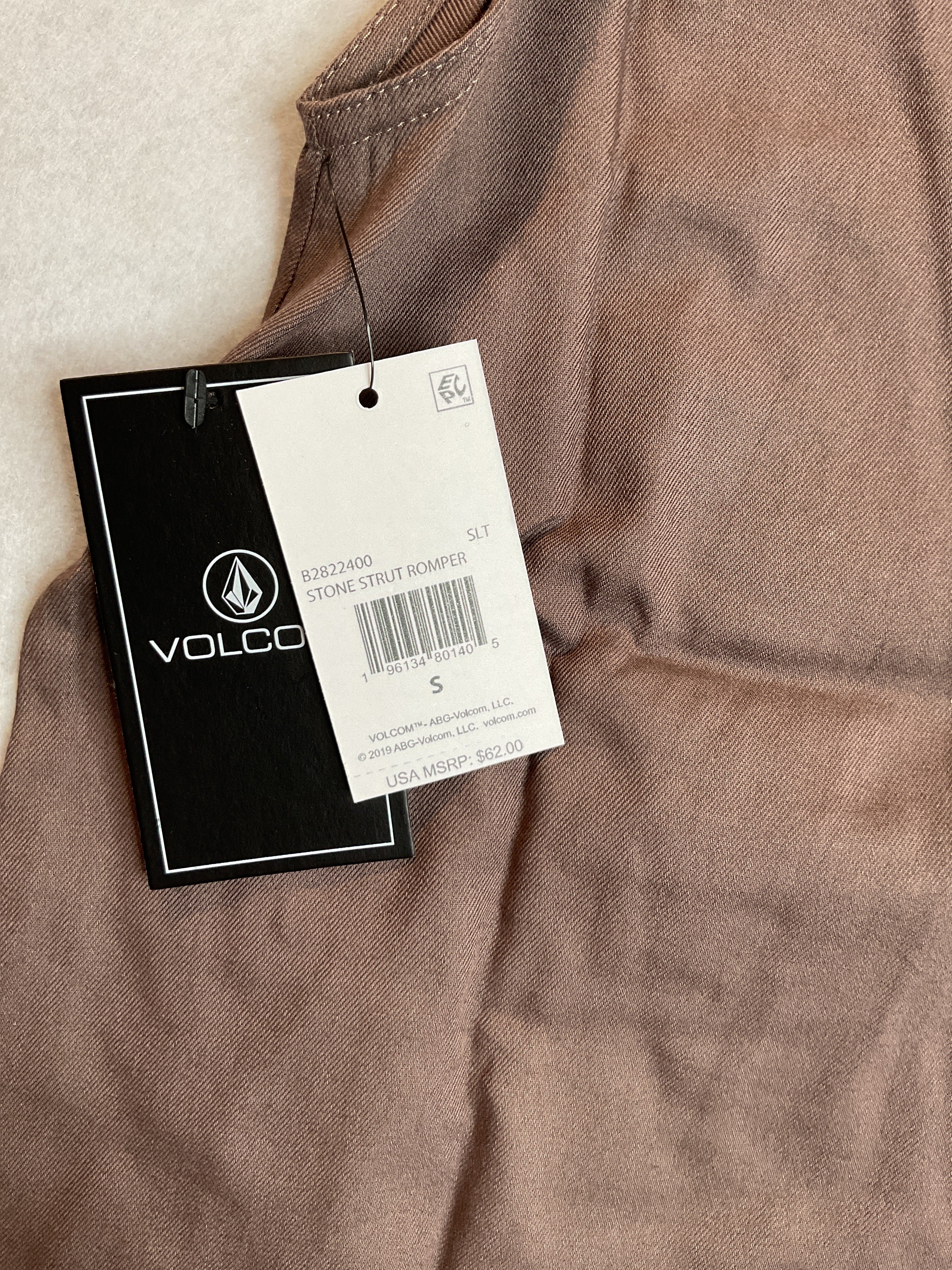 Volcom Juniors' Stone Strut Overalls Romper - Brown Sz Juniors S