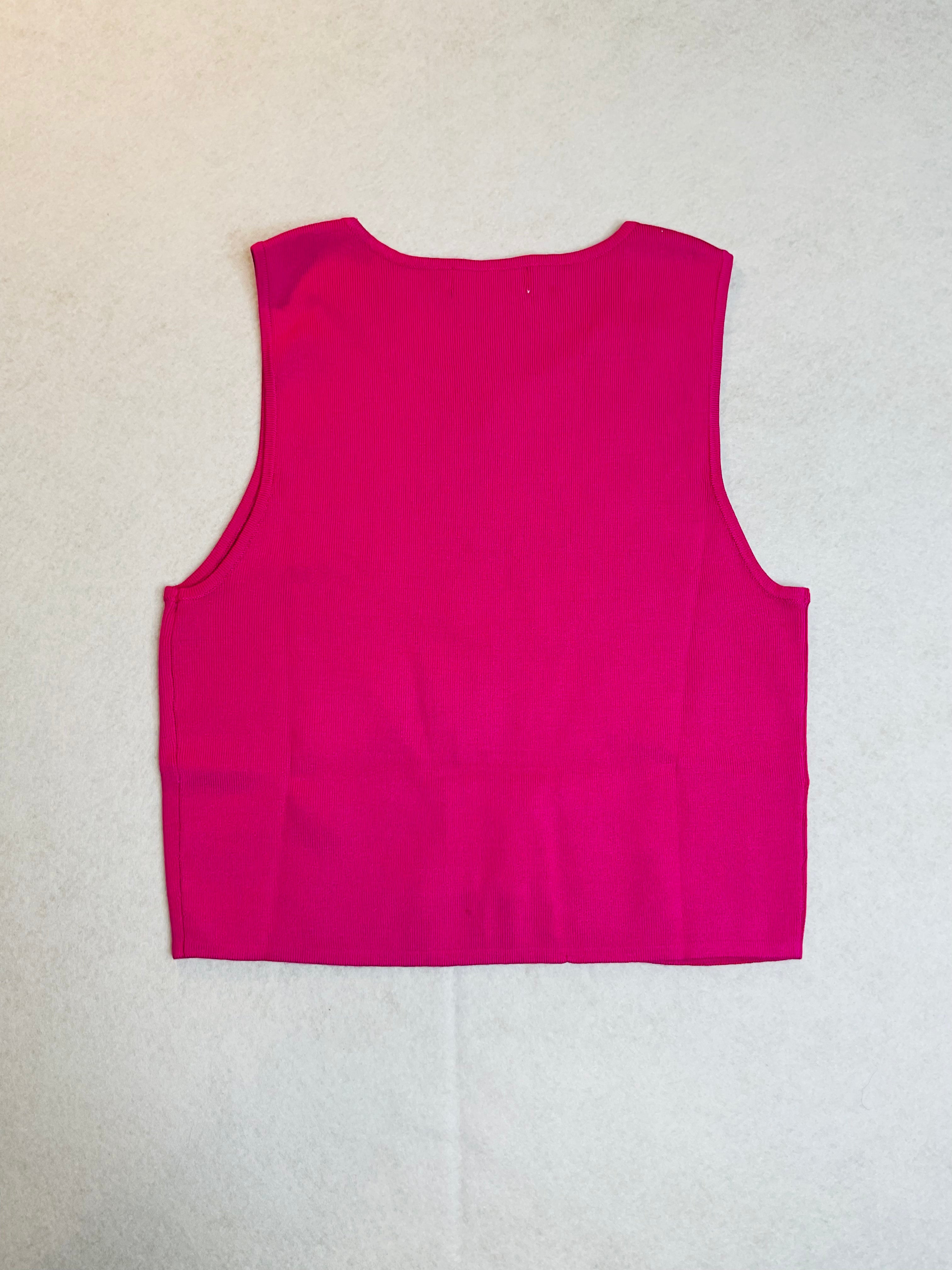 Calvin Klein Angled-Hem Cropped Crewneck Tank Top - Hot Pink Sz L