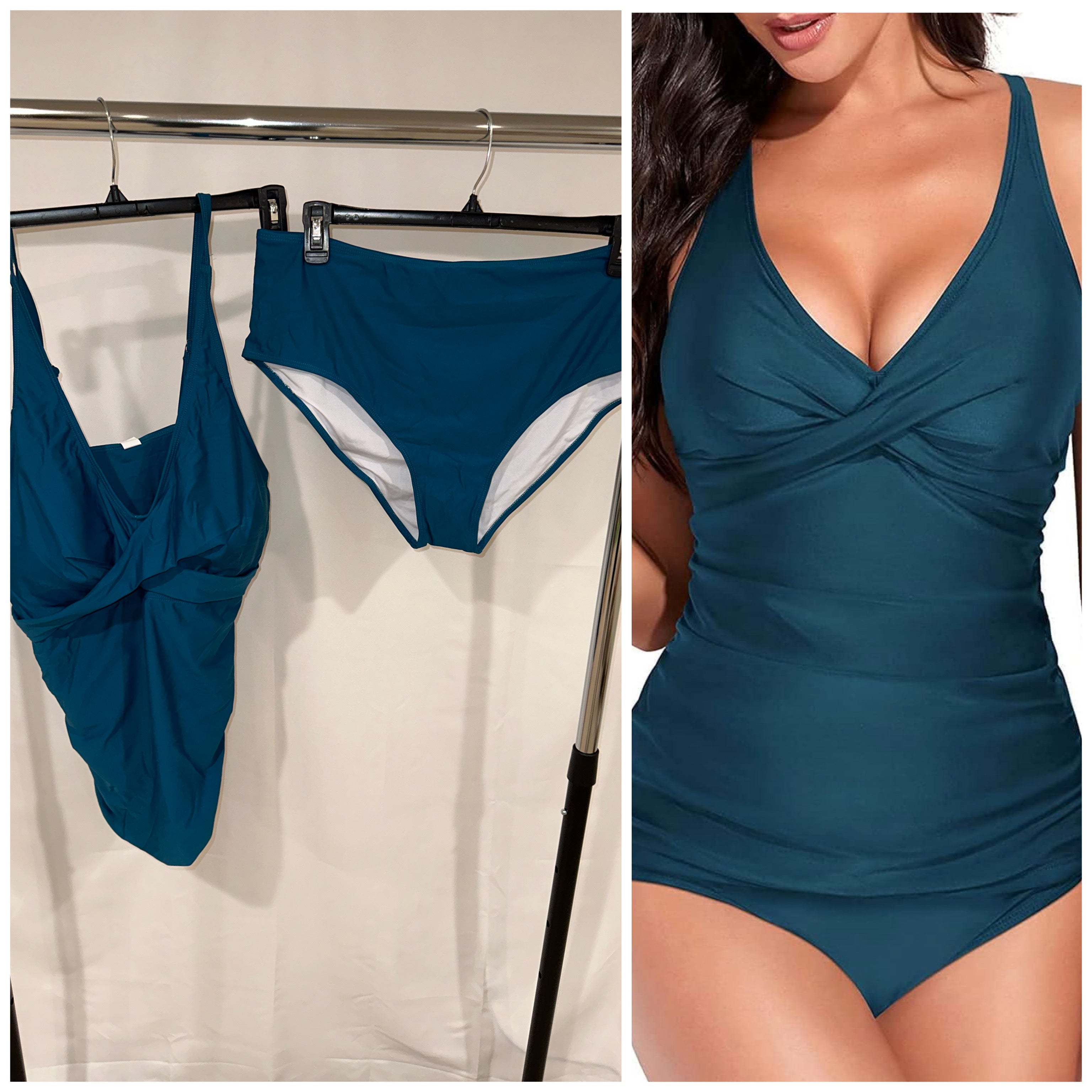 Yonique Tankini Tummy Control Bathing Two Piece Tankini - Sz 20