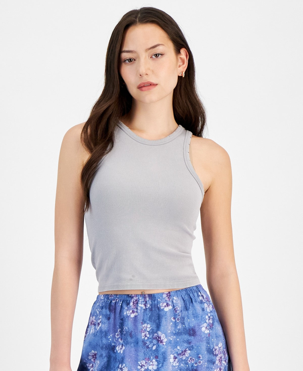 Planet Heart Juniors' Distressed Ribbed Seamless Tank