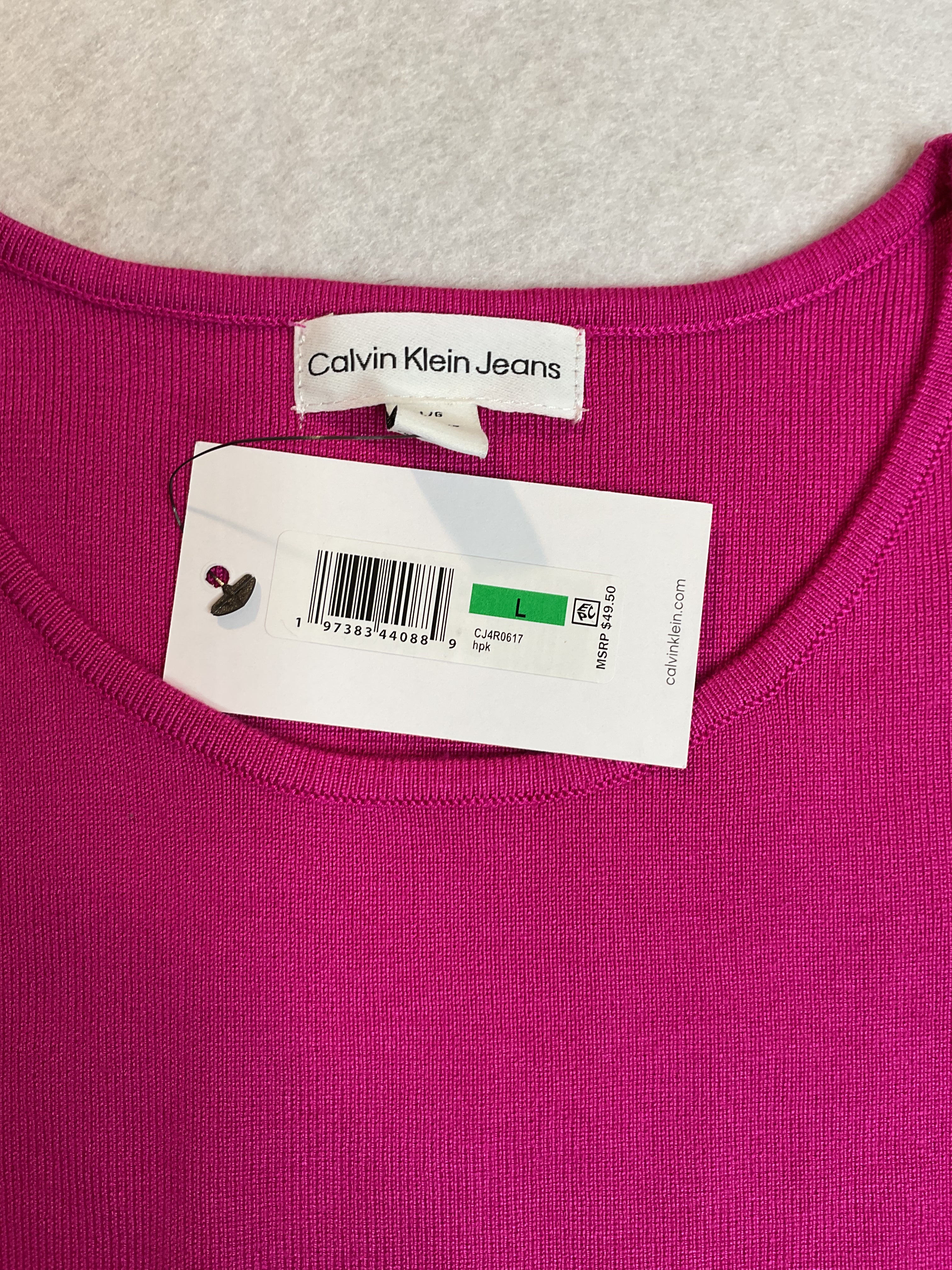 Calvin Klein Angled-Hem Cropped Crewneck Tank Top - Hot Pink Sz L