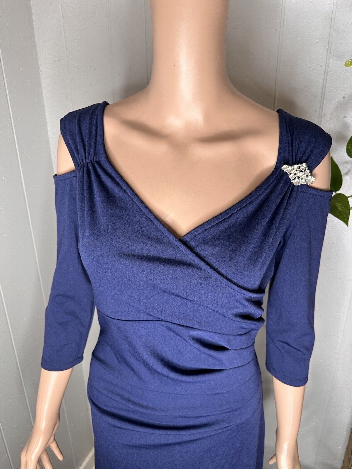 Blue Formal Cold Shoulder Dress