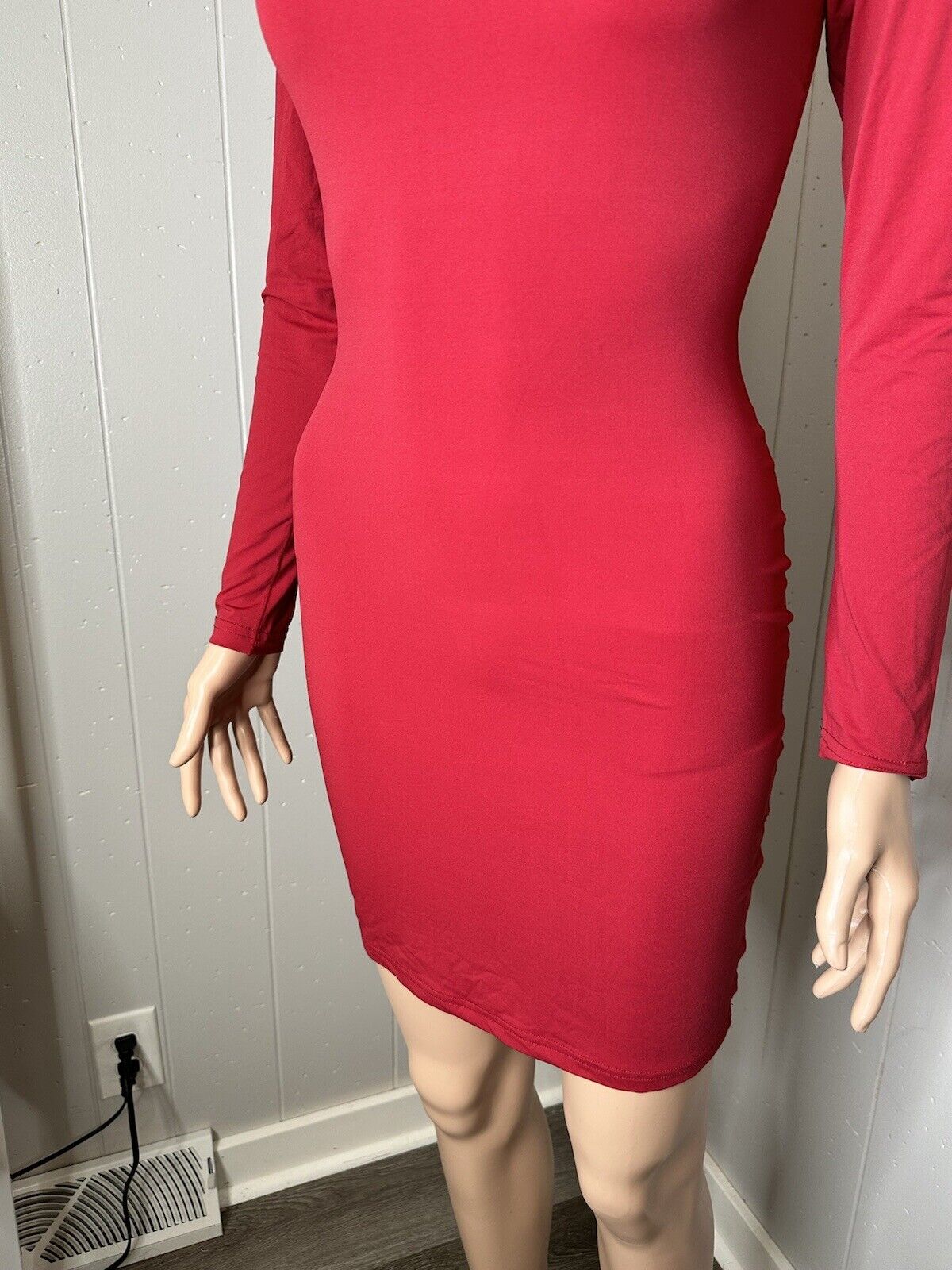 HYZ Women's Long Sleeve Square Neck Going Out Party Mini Tshirt Dress M