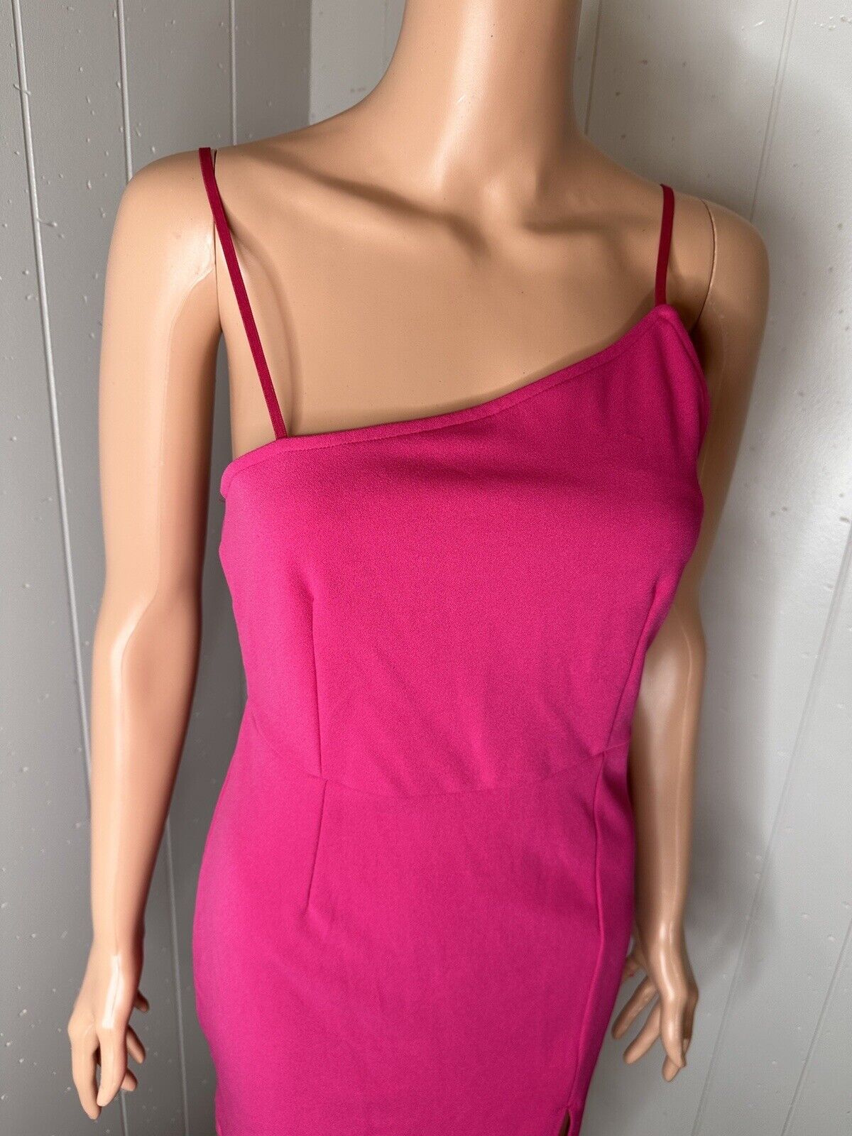 Just Quella Asymmetric Neckline Bodycon Mini Dress Sexy Split Party Dress S