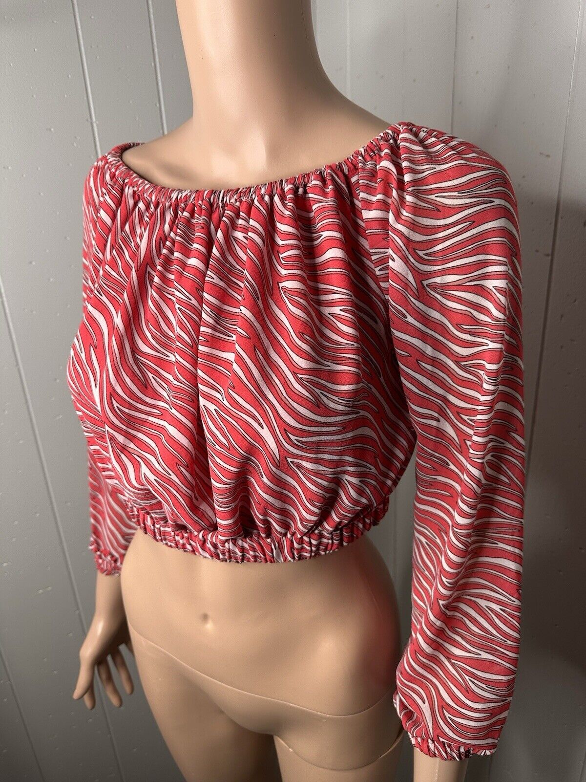 MICHAEL Michael Kors Womens Cropped Long Sleeve Shirt Off The Shoulder XS