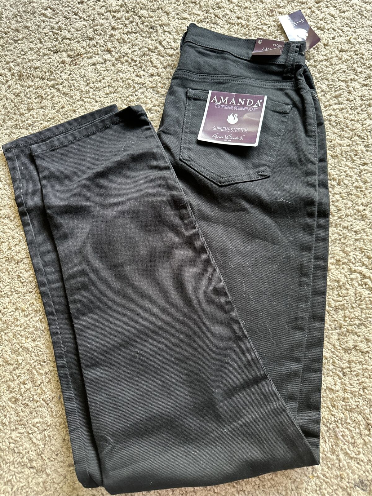 Gloria Vanderbilt womens Amanda Classic Rise Tapered Jean, Black, 8 Long