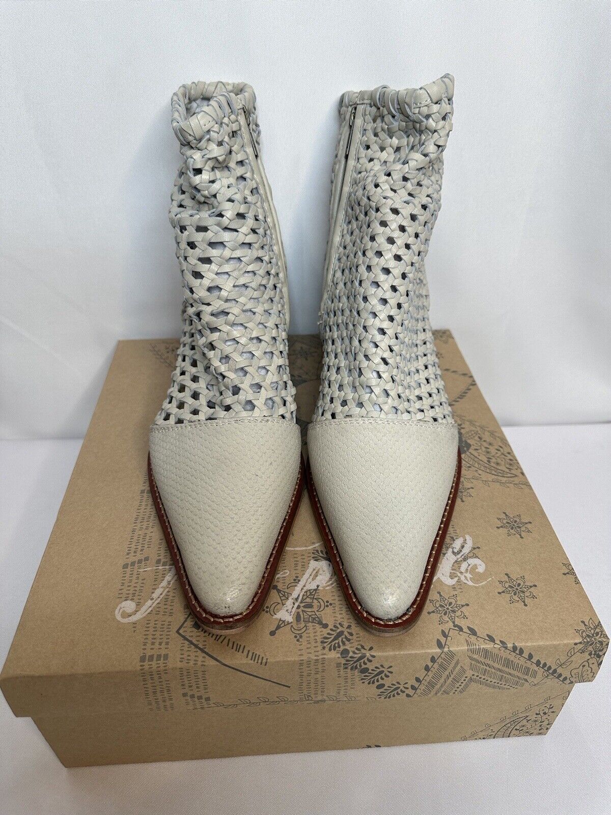 Free People In the Loop Woven Ankle Boots White Size 40/US 9.5