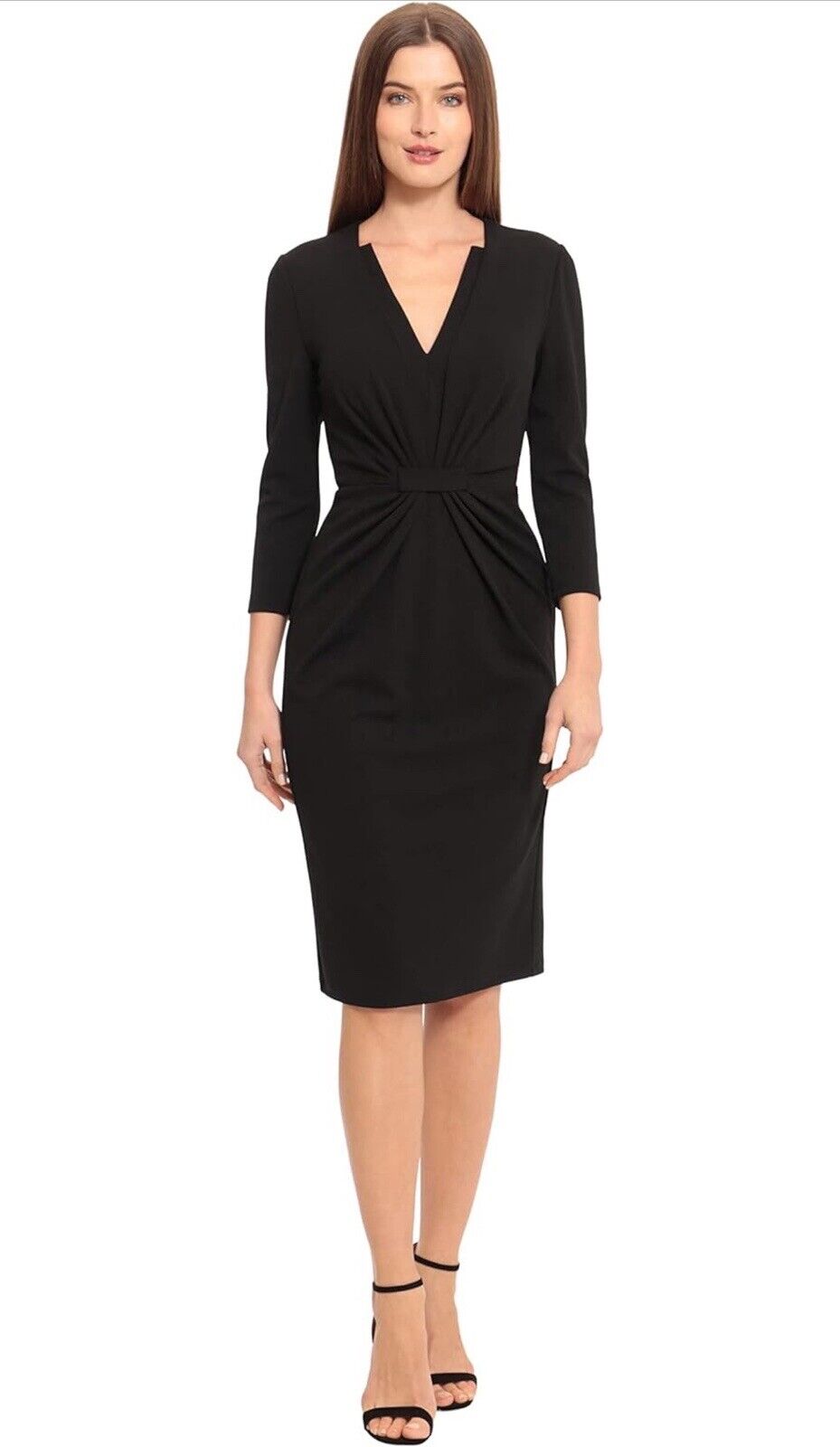 Maggy London Women's Plus Size Notched V-Neck Sophisticated Sheath Dress 14