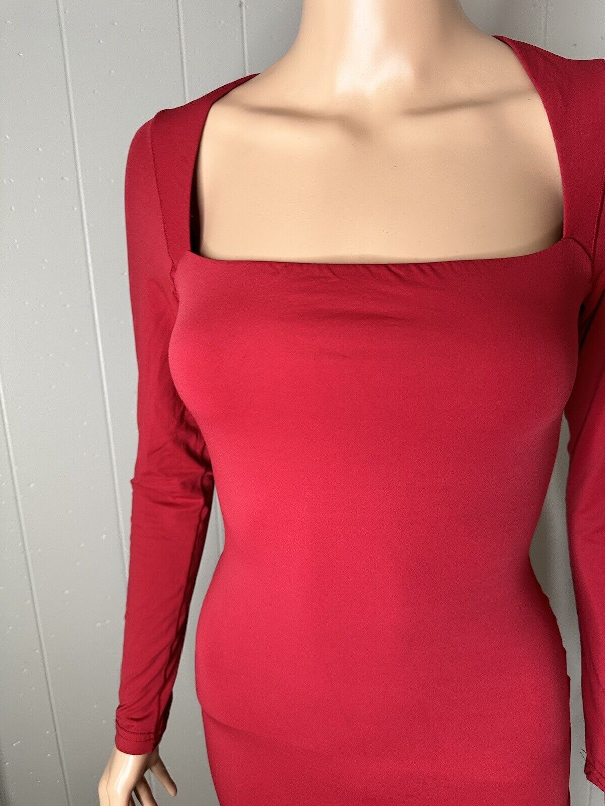 HYZ Women's Long Sleeve Square Neck Going Out Party Mini Tshirt Dress M
