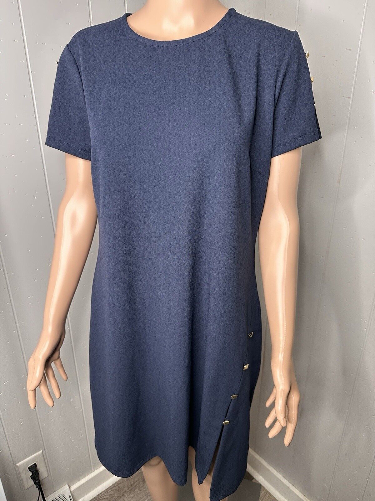 MICHAEL Michael Kors Crepe Pyramid-Button Minidress. P/XL