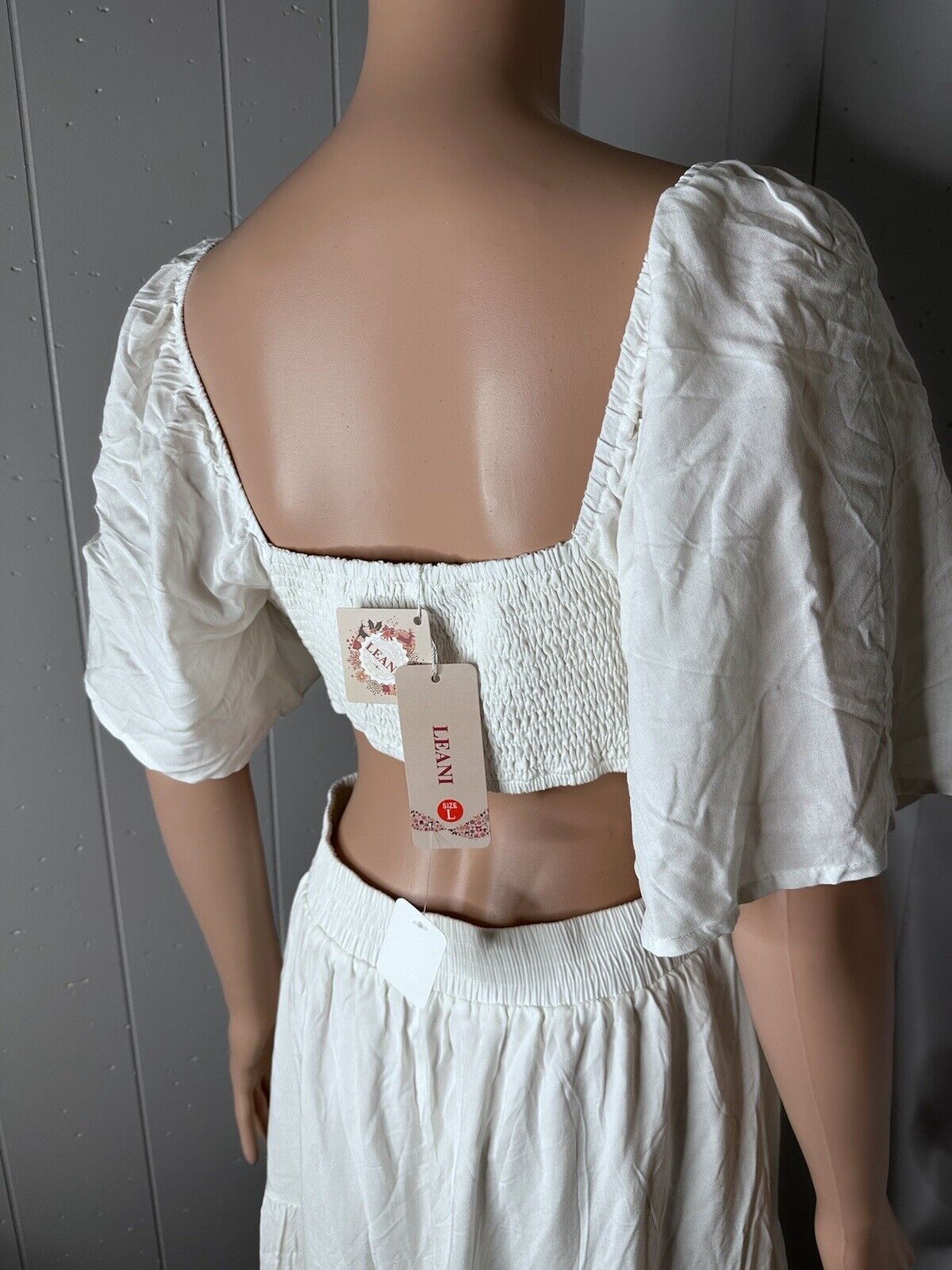 Cutout Maxi Dress Square Neck Short Sleeve Large White