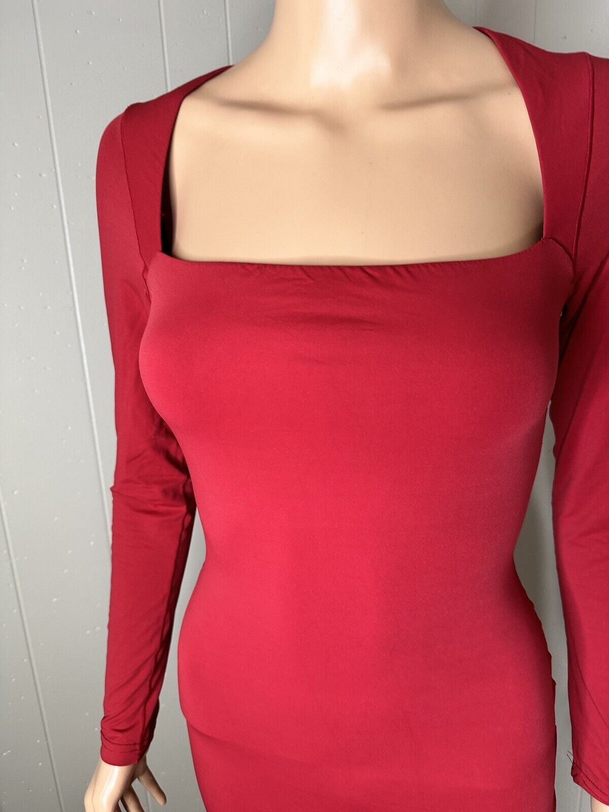 HYZ Women's Long Sleeve Square Neck Going Out Party Mini Tshirt Dress M