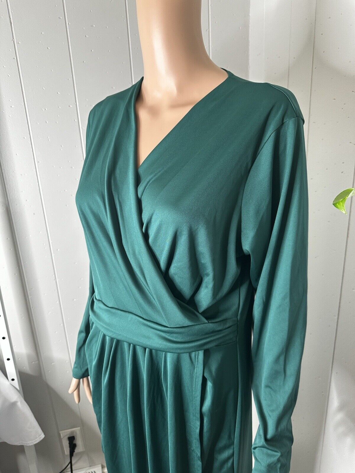 KOH KOH Womens Long Sleeve Formal Wrap Draped Cocktail V-Neck Gown Maxi Dress