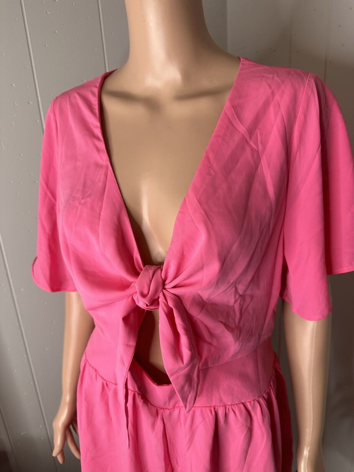 Loose Tie Front Romper L